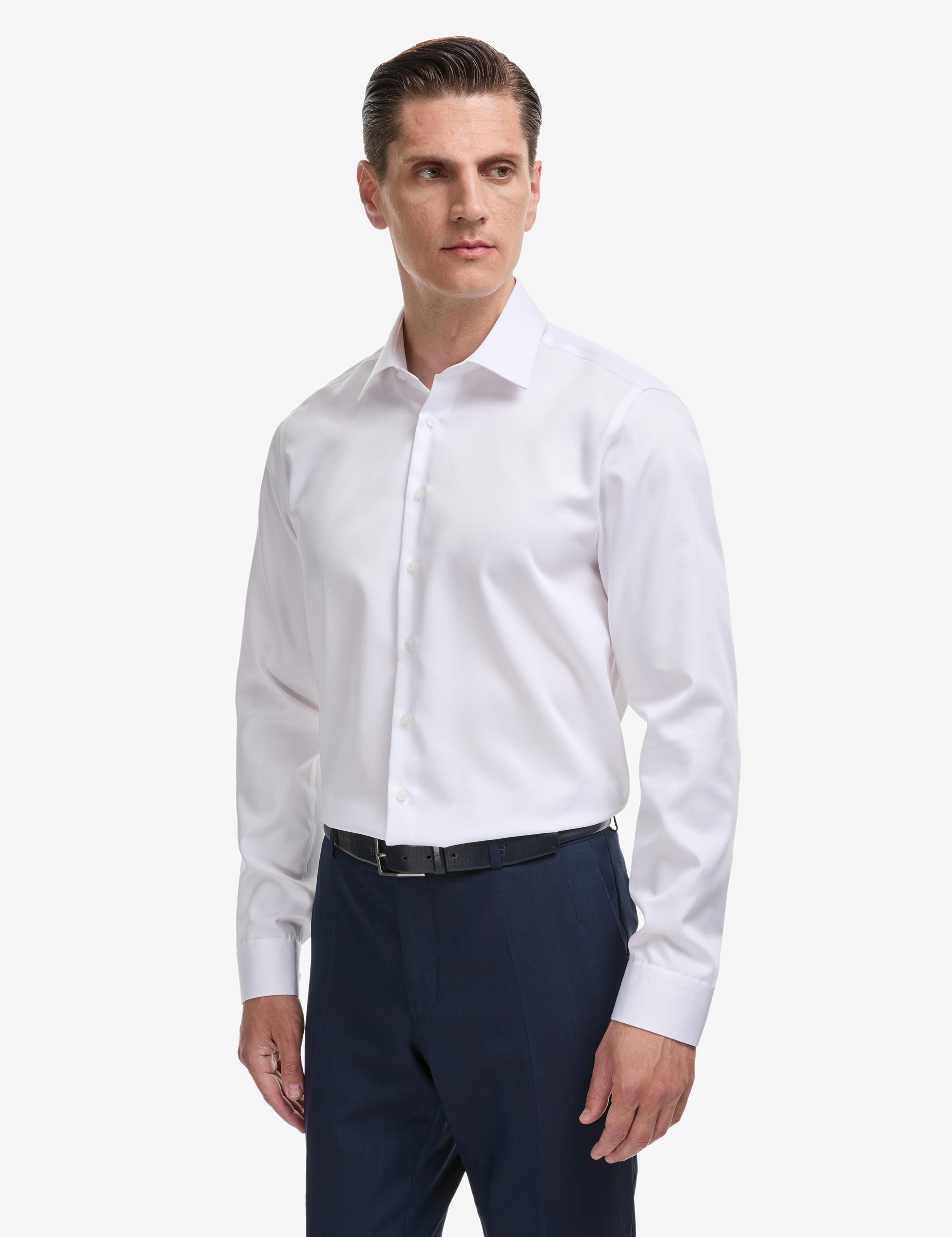 Beyaz Slim Fit Uzun Kollu Basic Gömlek - 50322657007