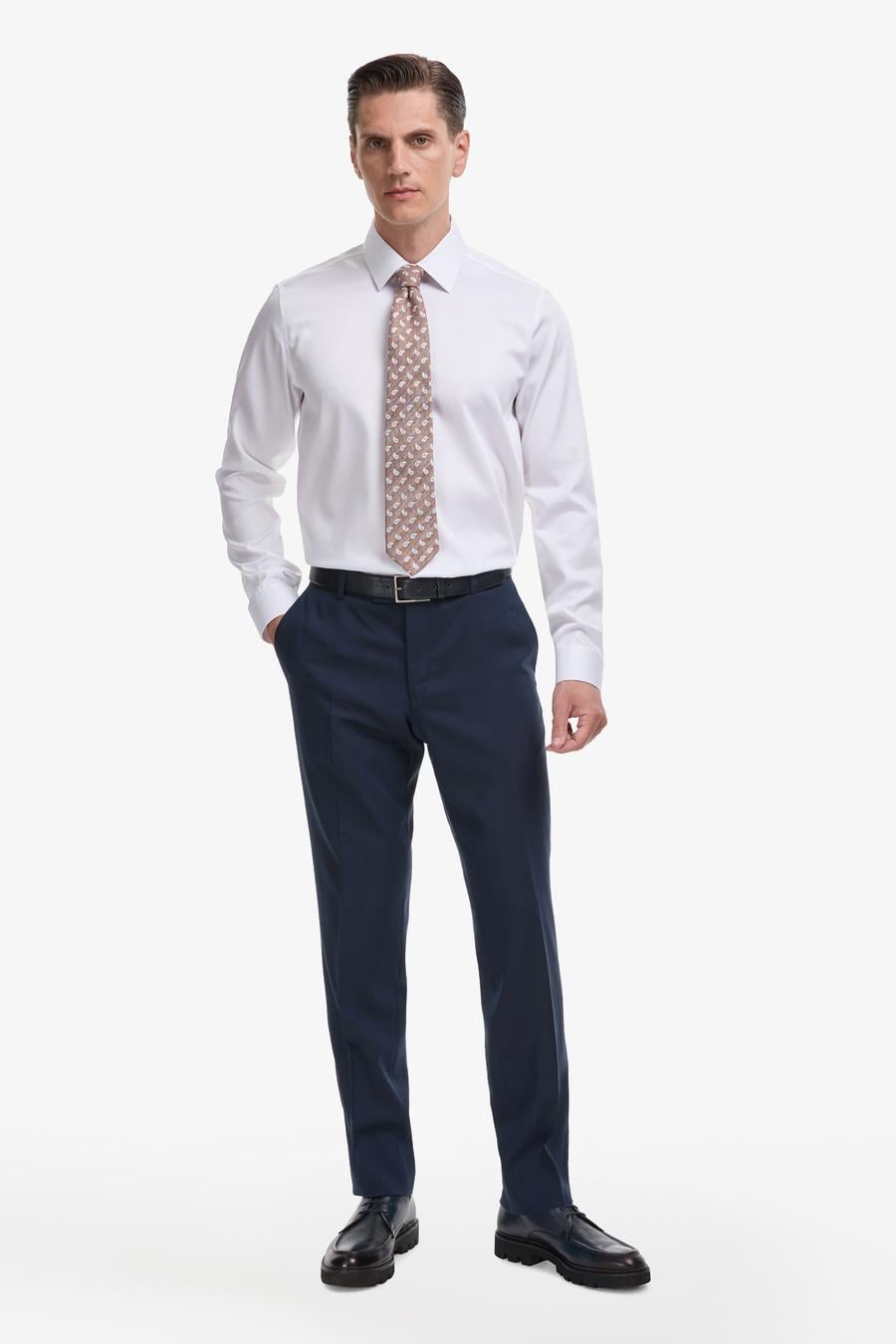 Beyaz Slim Fit Uzun Kollu Basic Gömlek - 50322657007