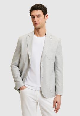 Açık Gri Slim Fit Yün Keten Karışımlı Ceket