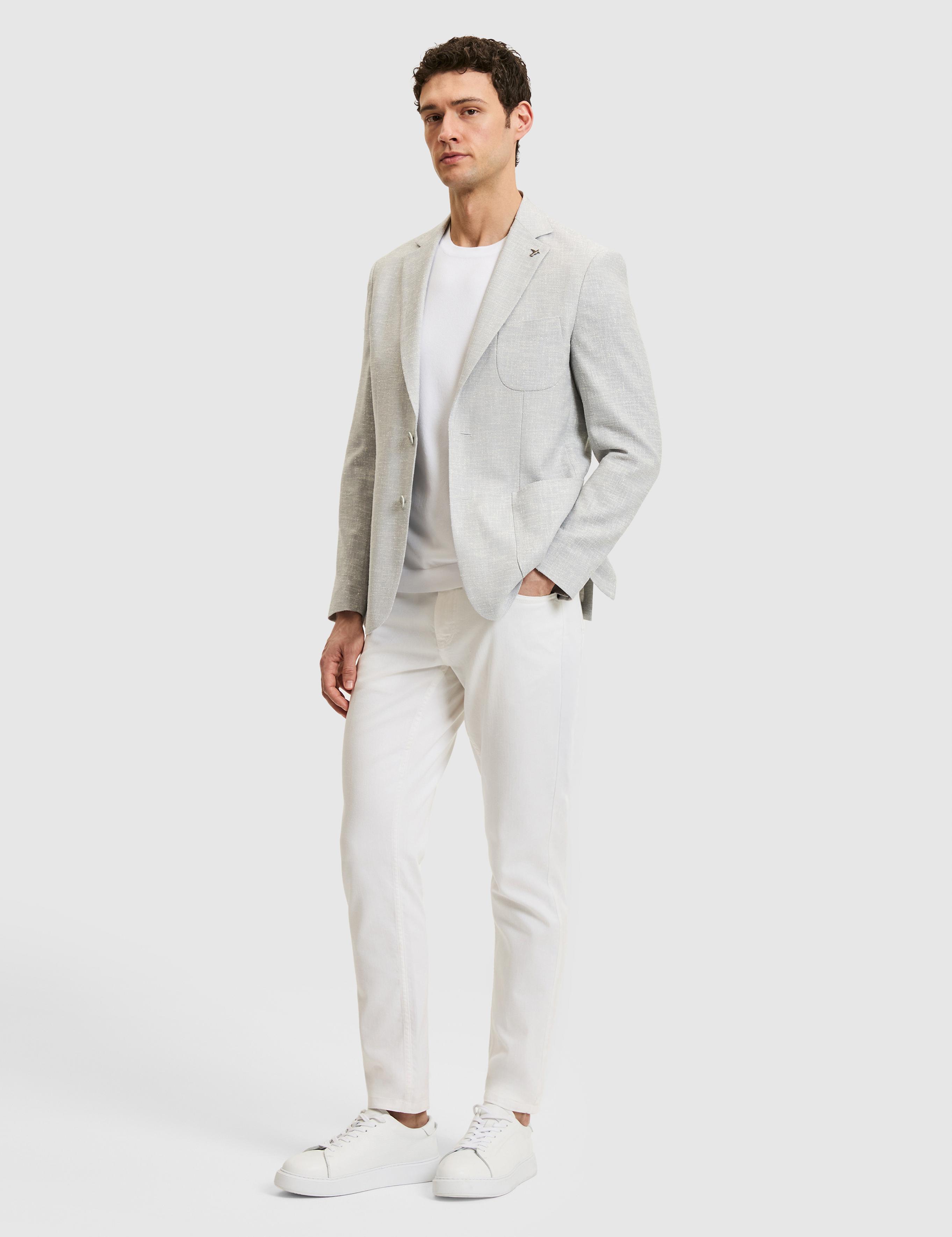 Açık Gri Slim Fit Yün Keten Karışımlı Ceket - 50284564008