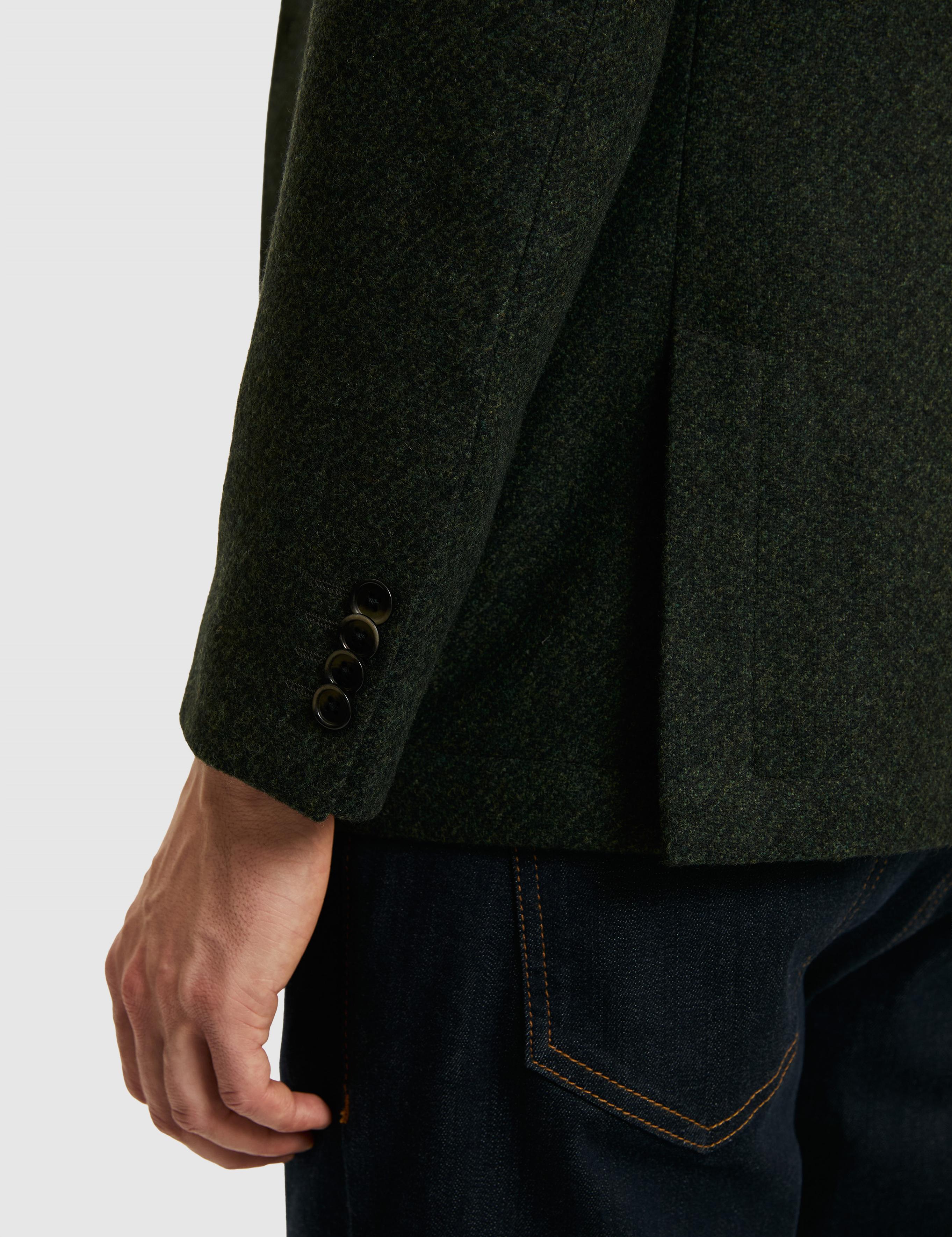 Koyu Yeşil Slim Fit Yün Karışımlı Flanel Ceket - 50290532052