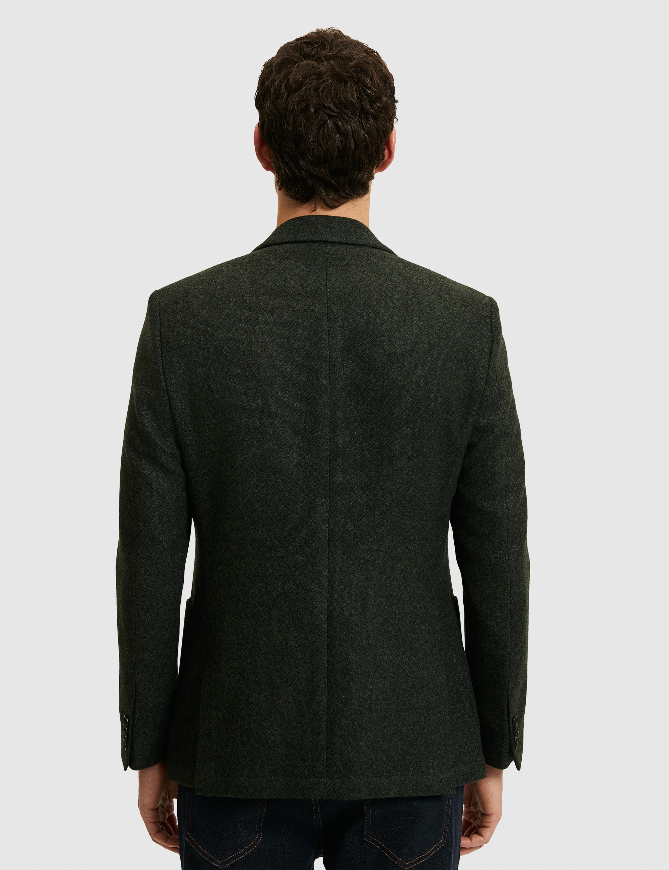 Koyu Yeşil Slim Fit Yün Karışımlı Flanel Ceket - 50290532052