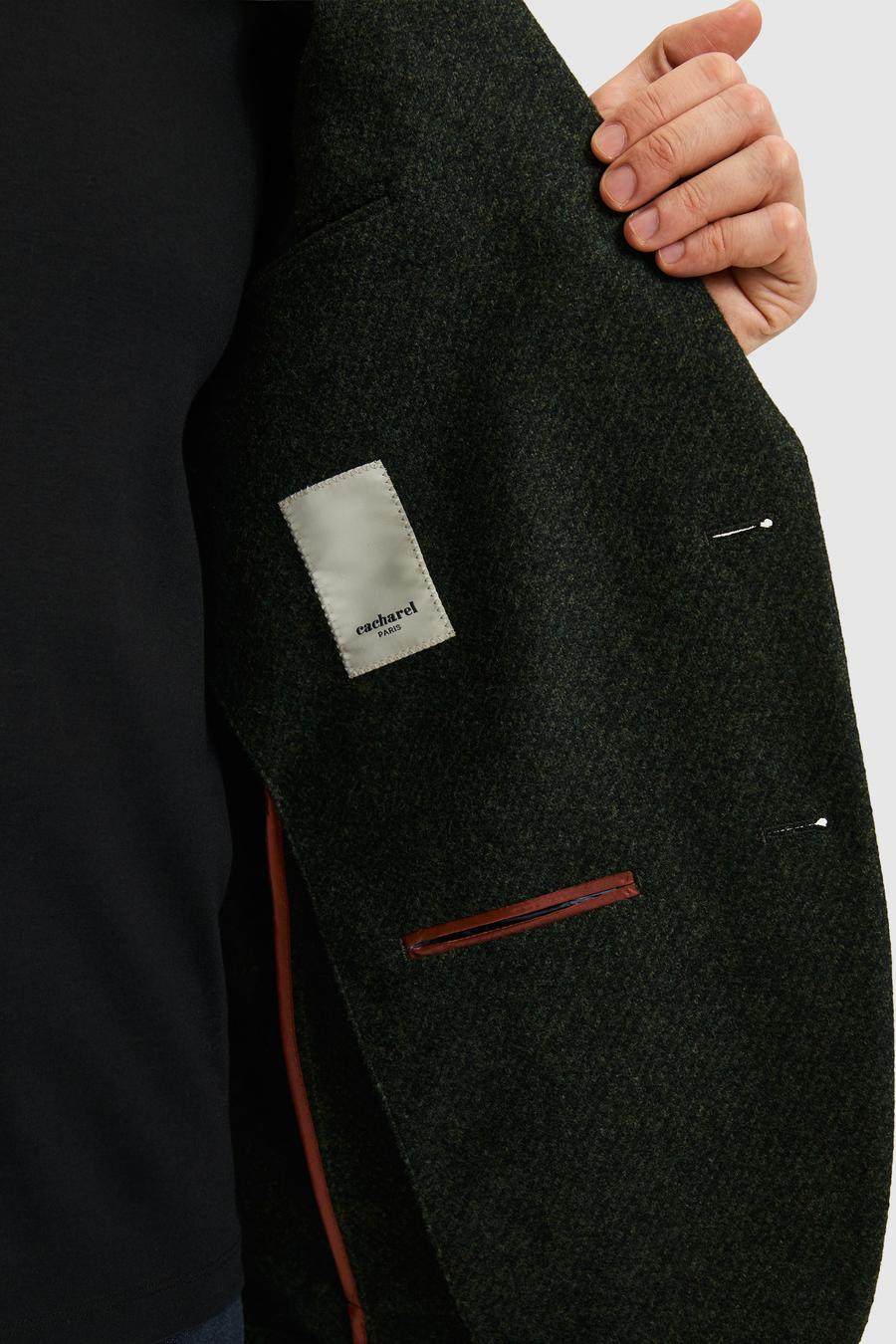Koyu Yeşil Slim Fit Yün Karışımlı Flanel Ceket - 50290532052