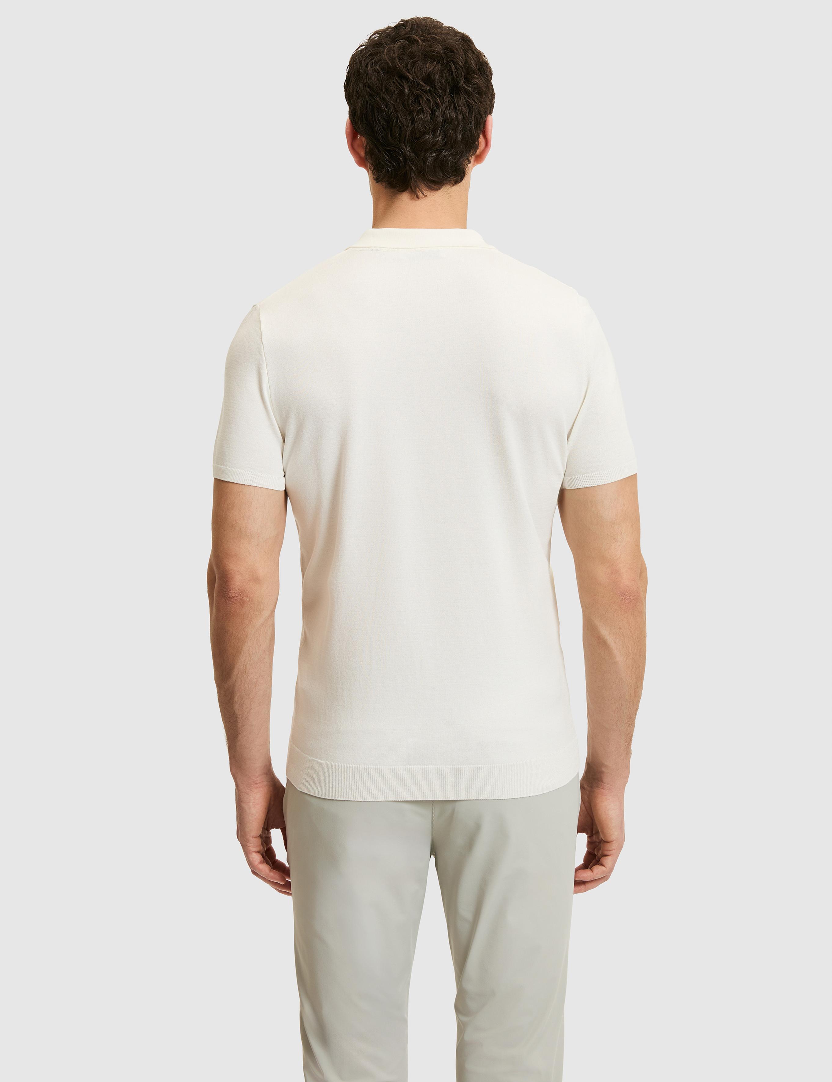 Beyaz Slim Fit Fermuarlı Polo Yaka Triko T-shirt - 50309881013