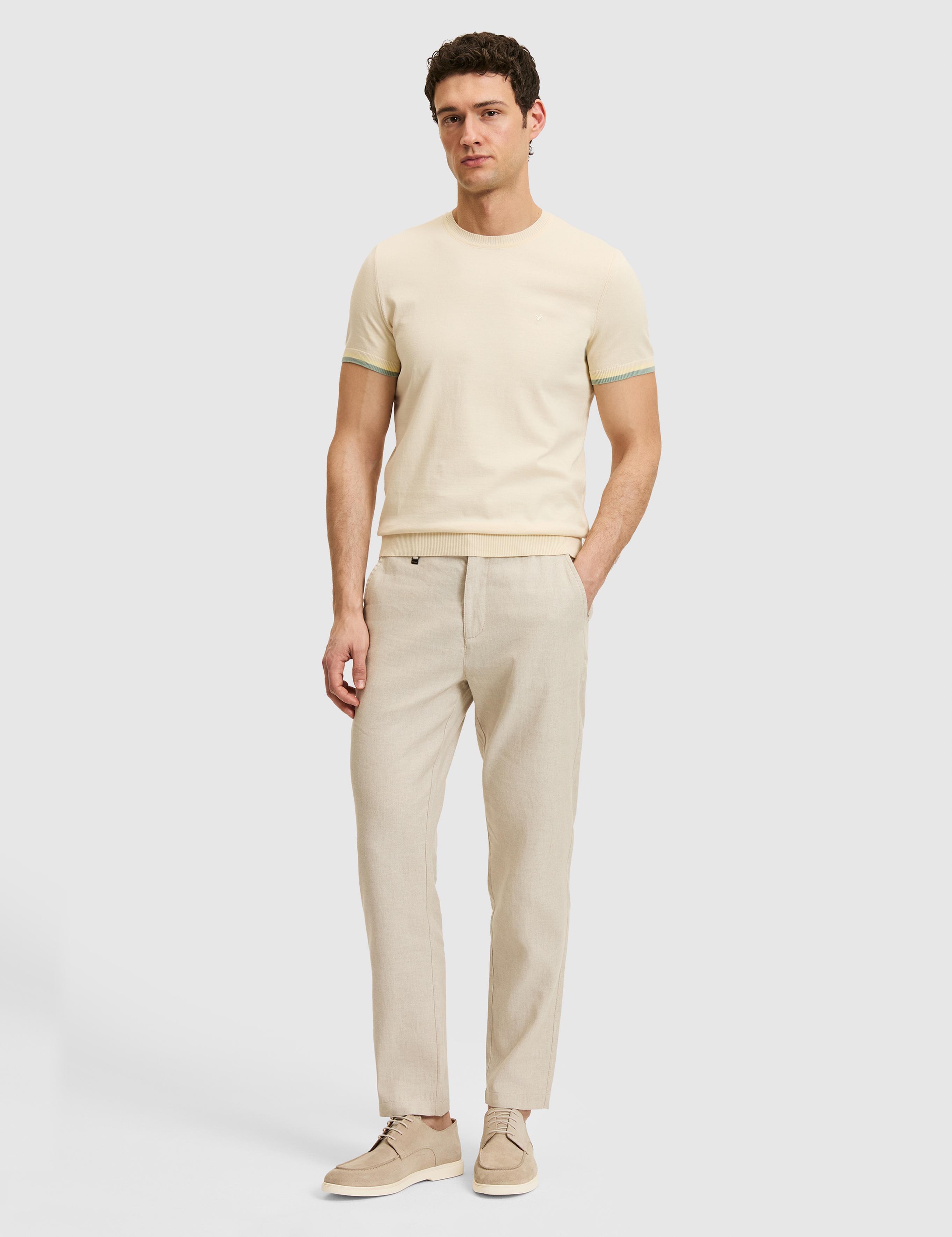 Ekru Slim Fit %100 Pamuk Bisiklet Yaka Triko T-shirt - 50300809011