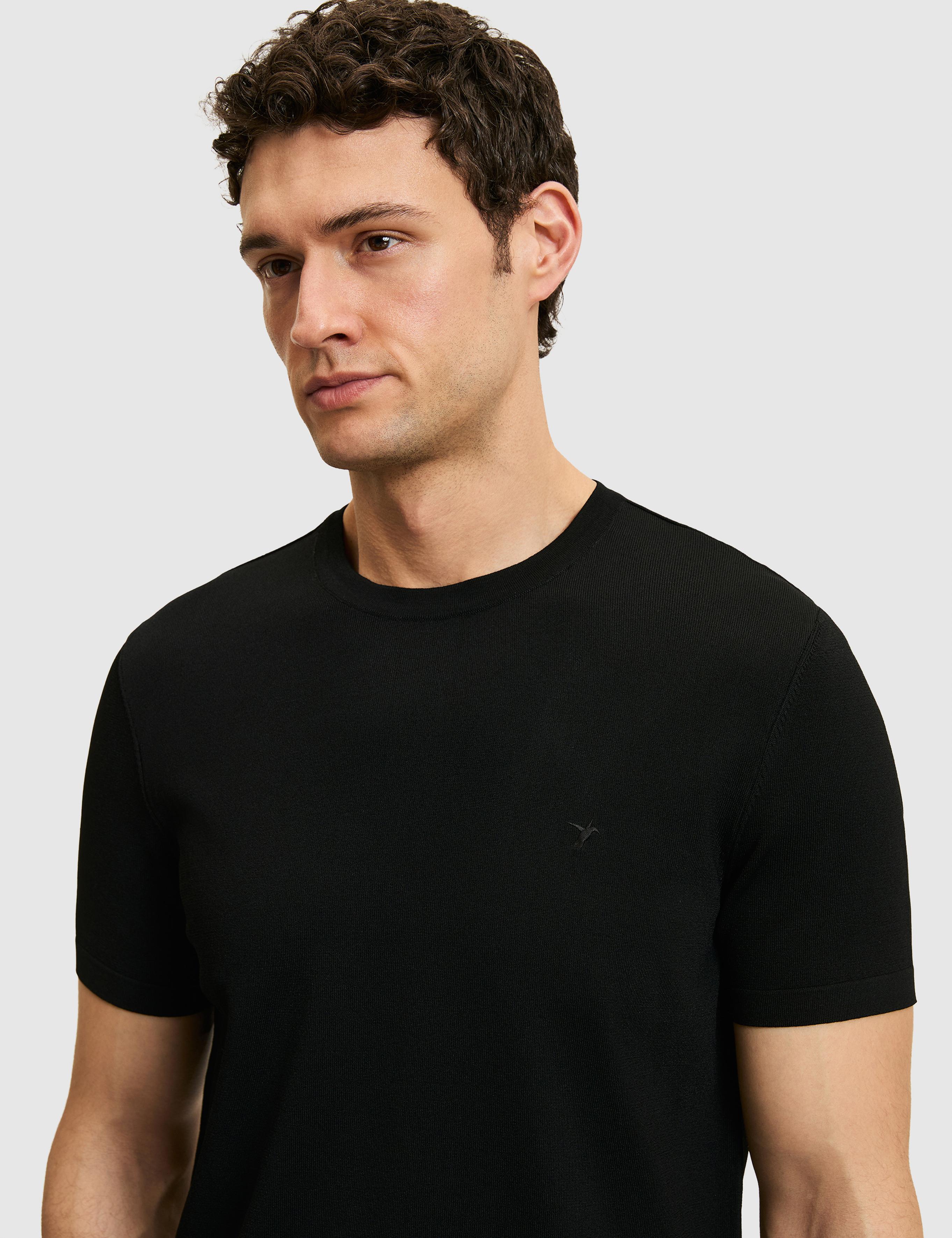 Siyah Slim Fit Bisiklet Yaka Triko T-shirt - 50323863020