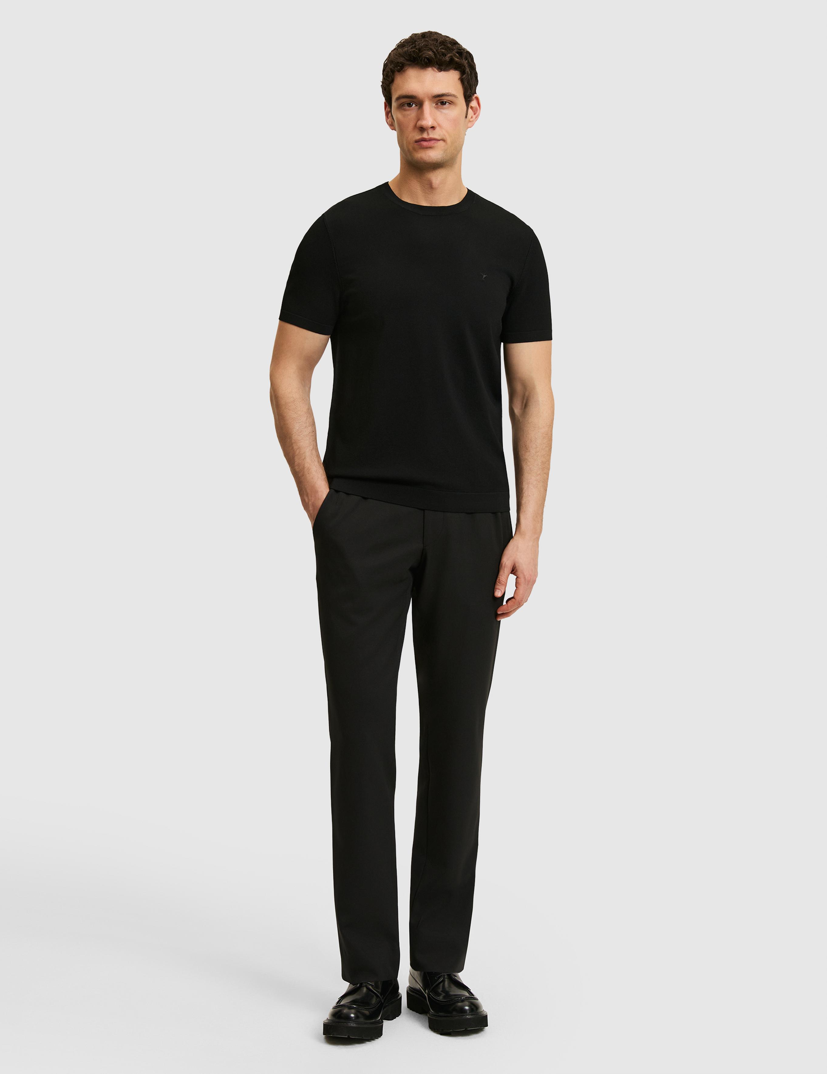 Siyah Slim Fit Bisiklet Yaka Triko T-shirt - 50323863020