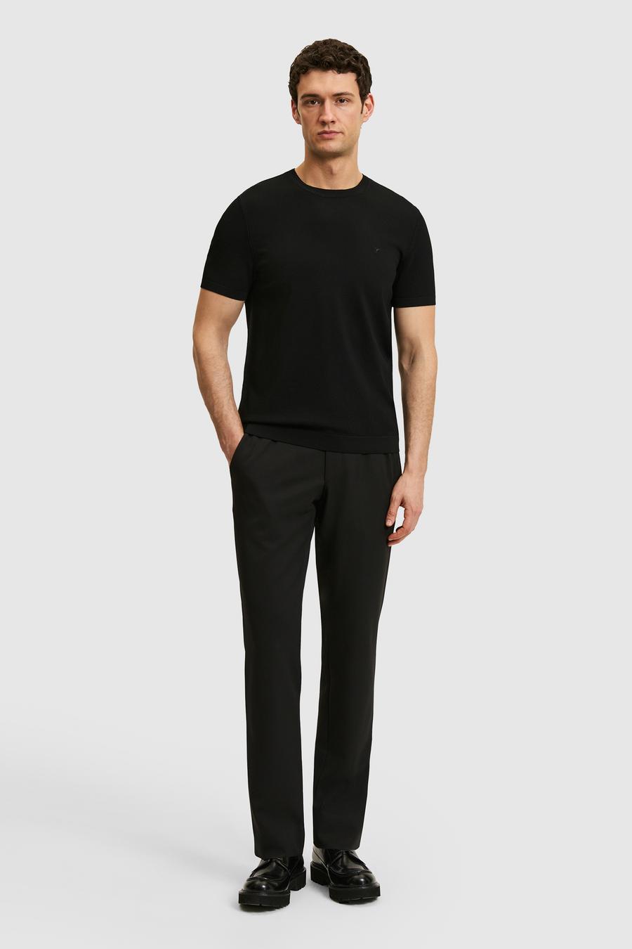 Siyah Slim Fit Bisiklet Yaka Triko T-shirt - 50323863020