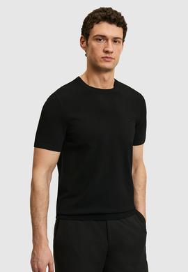 Siyah Slim Fit Bisiklet Yaka Triko T-shirt