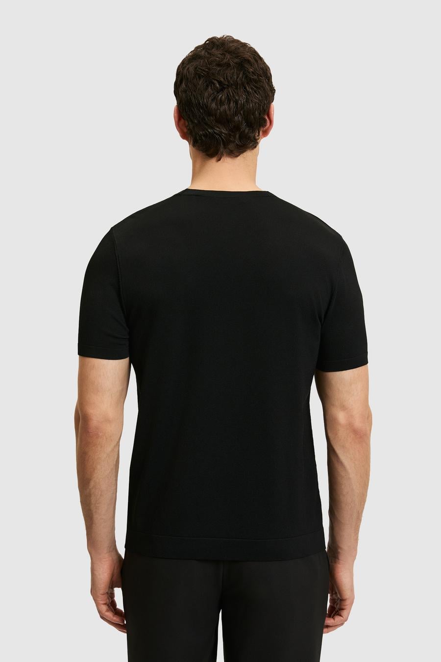 Siyah Slim Fit Bisiklet Yaka Triko T-shirt - 50323863020