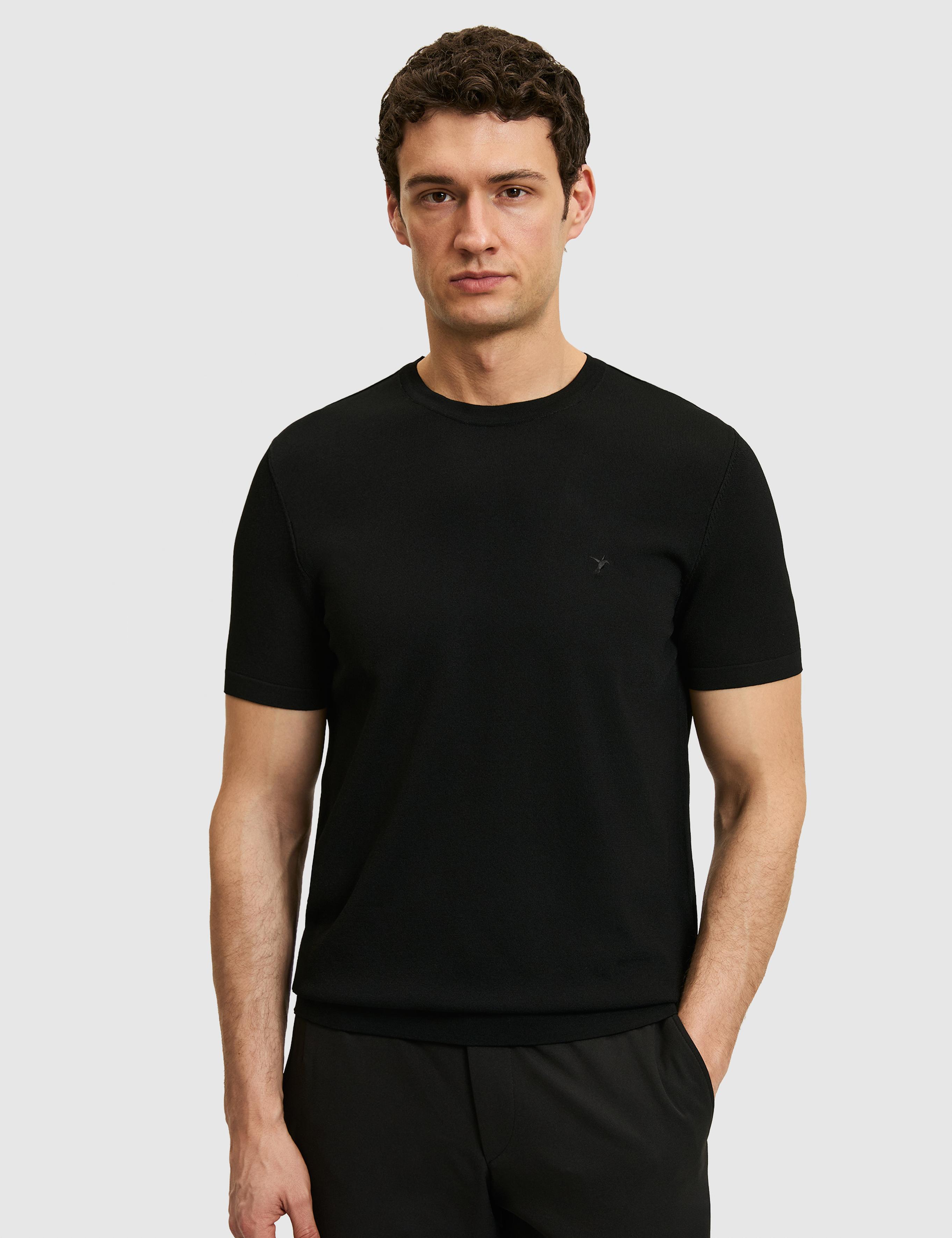 Siyah Slim Fit Bisiklet Yaka Triko T-shirt - 50323863020