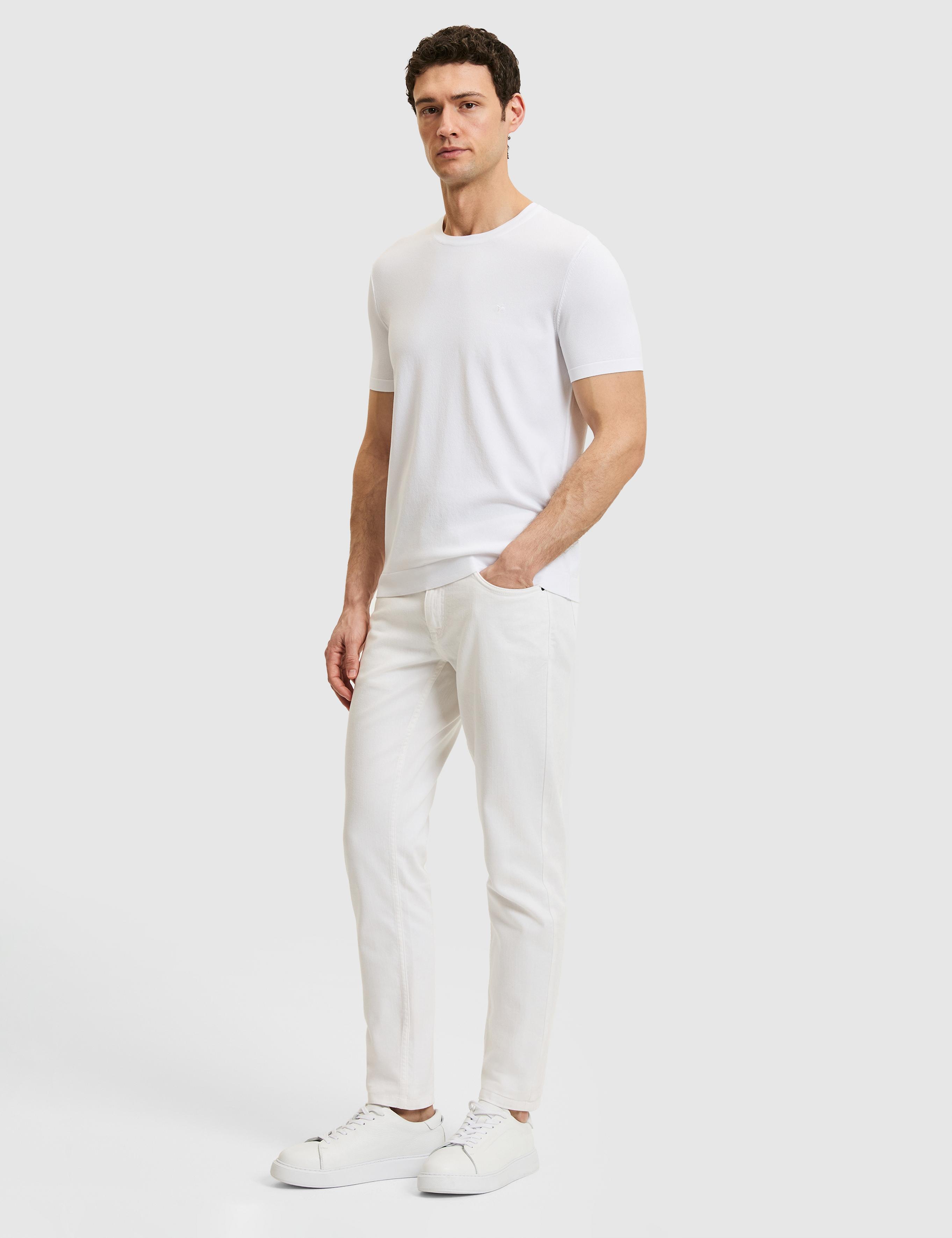 Beyaz Slim Fit Bisiklet Yaka Triko T-shirt - 50323863001