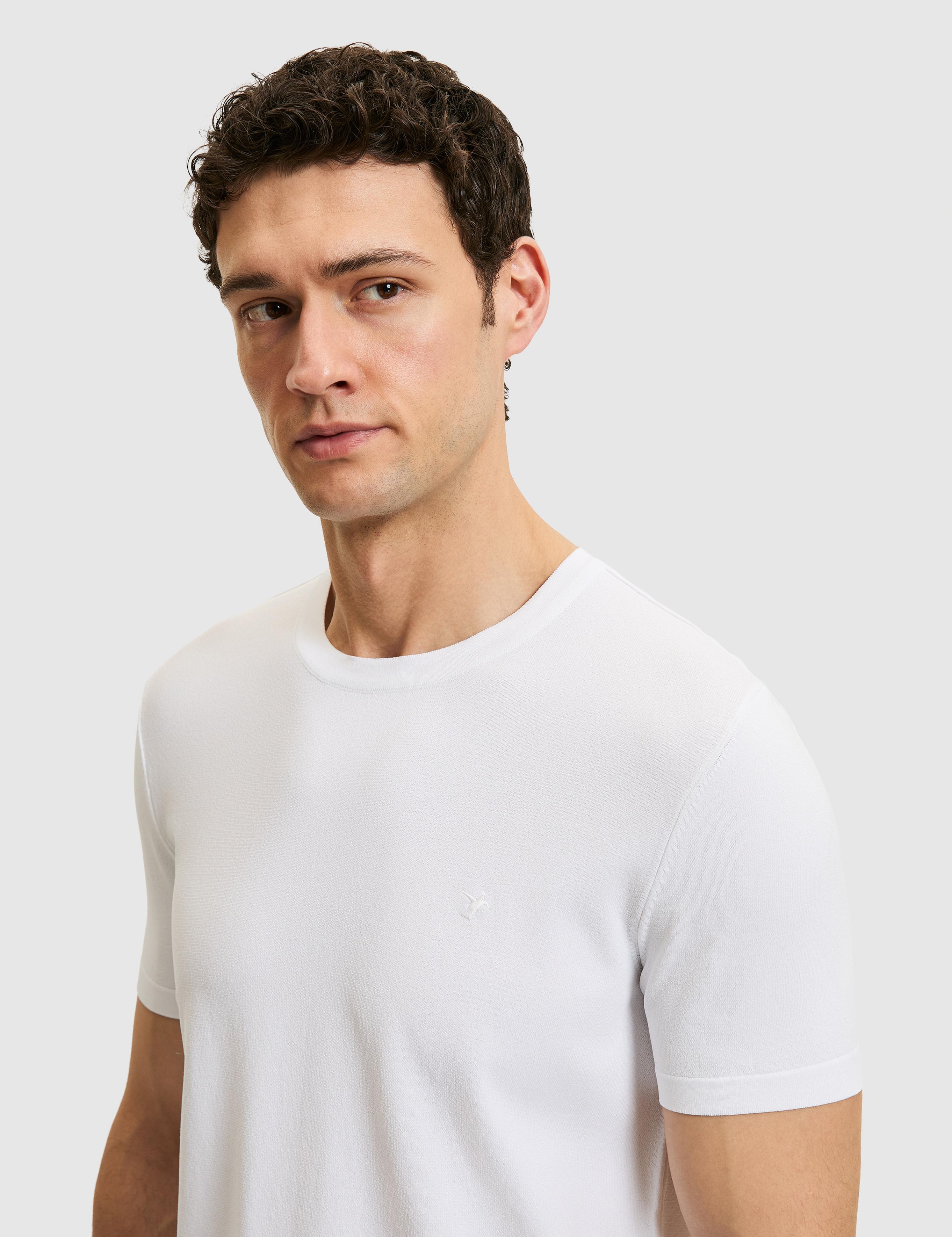 Beyaz Slim Fit Bisiklet Yaka Triko T-shirt - 50323863001
