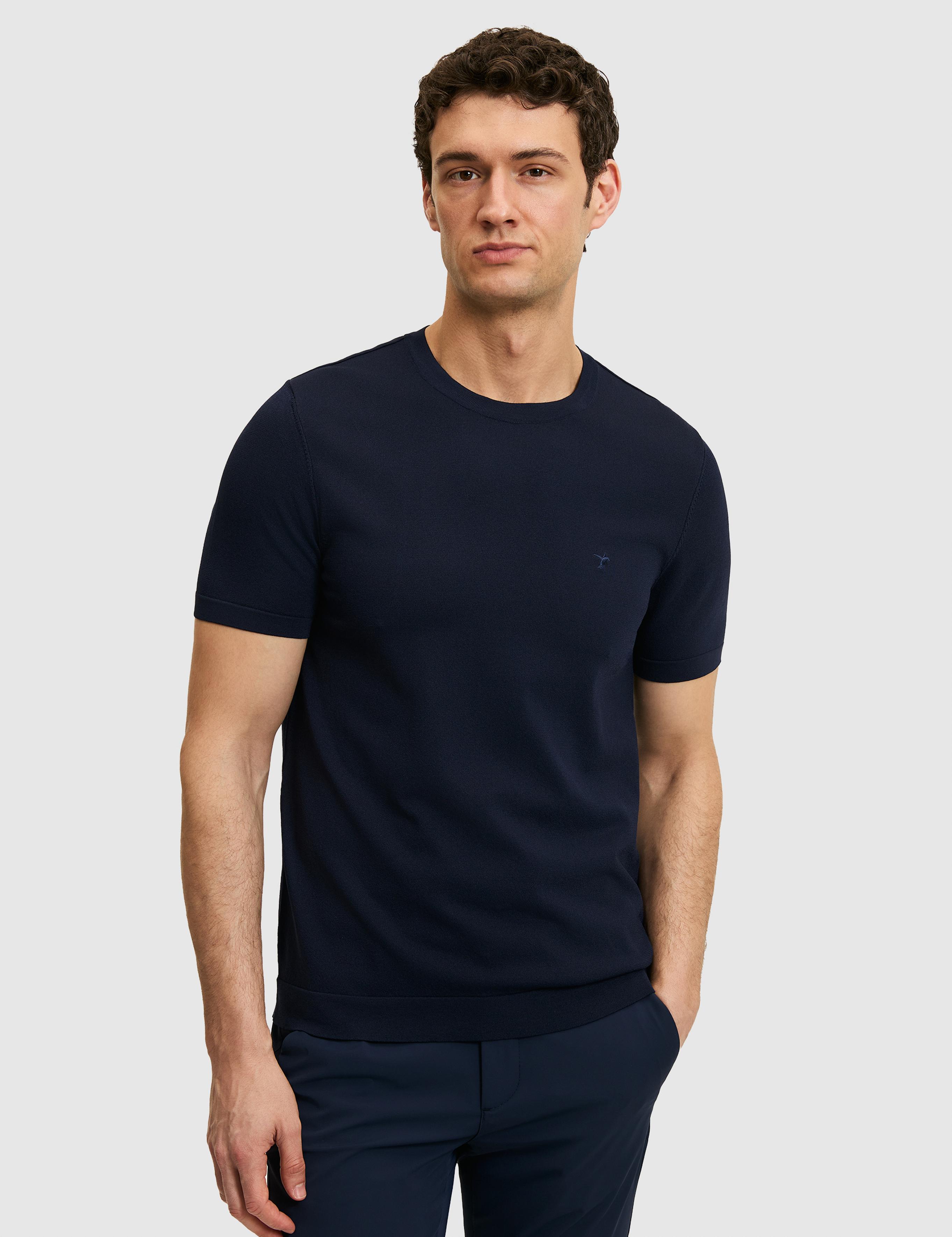 Lacivert Slim Fit Bisiklet Yaka Triko T-shirt - 50323863054