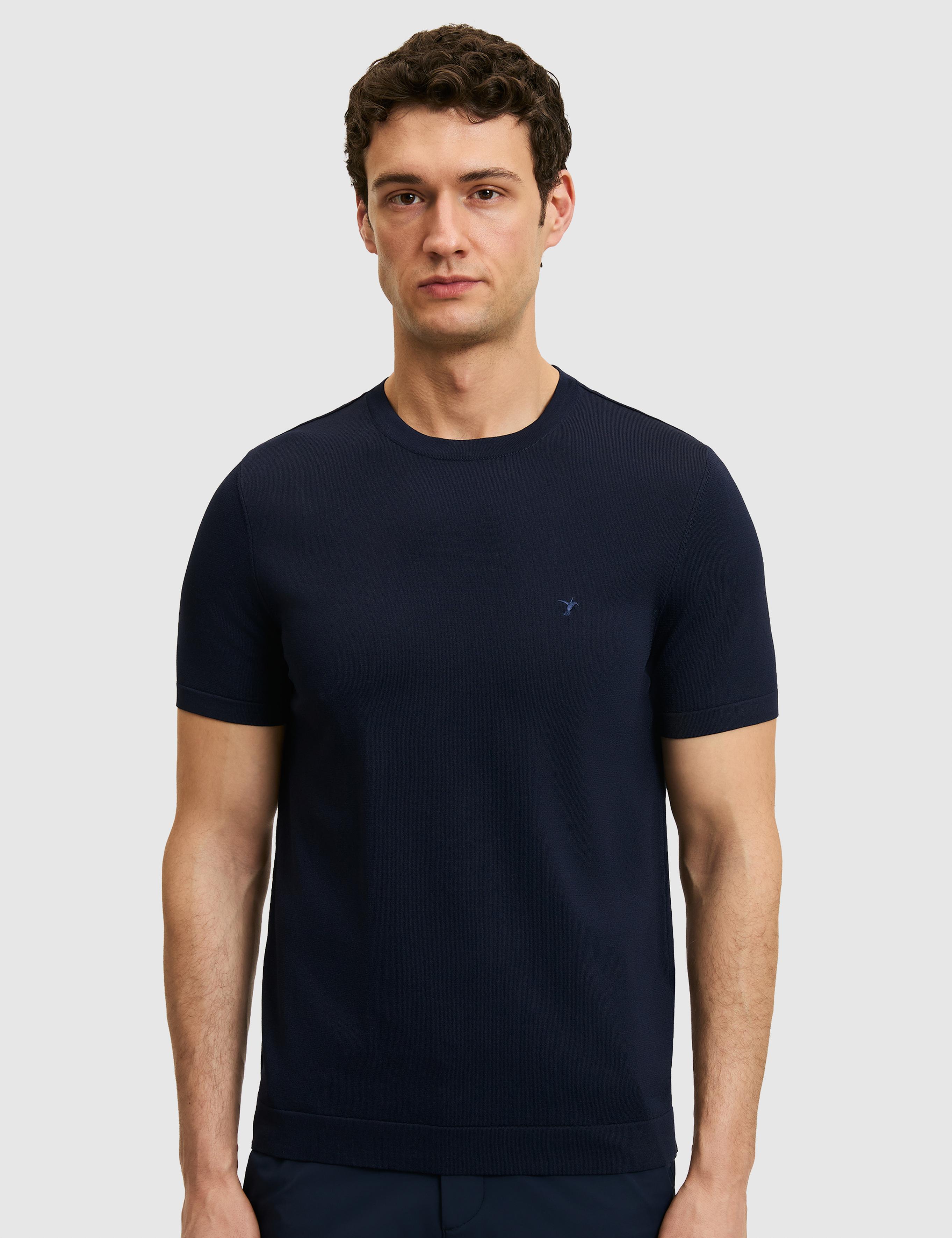 Lacivert Slim Fit Bisiklet Yaka Triko T-shirt - 50323863054