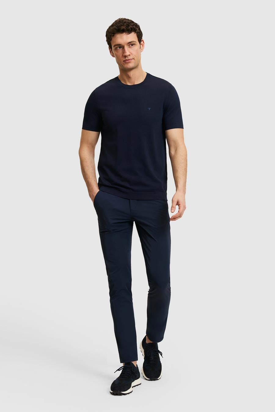 Lacivert Slim Fit Bisiklet Yaka Triko T-shirt - 50323863054