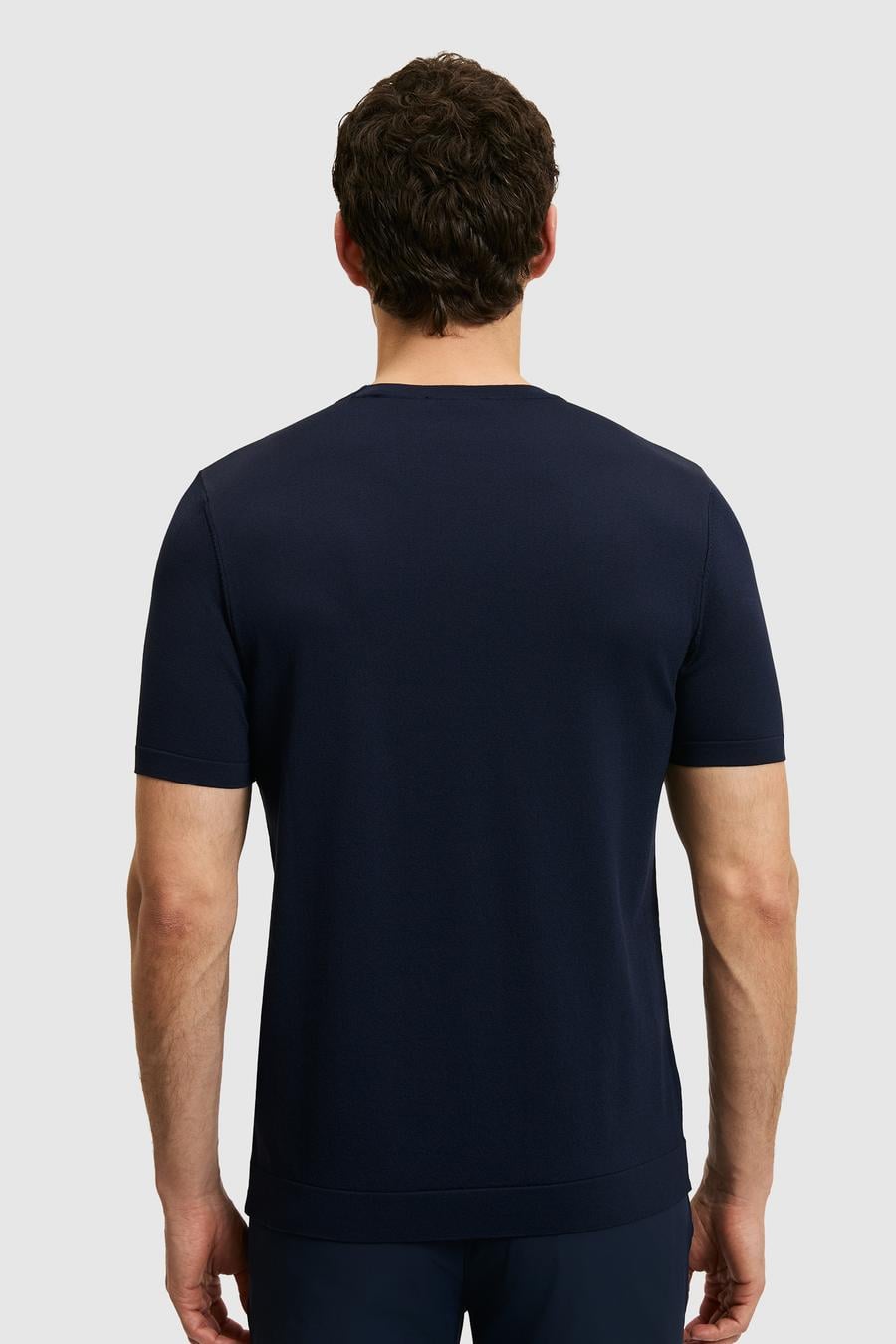 Lacivert Slim Fit Bisiklet Yaka Triko T-shirt - 50323863054