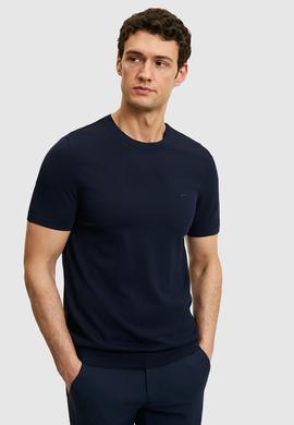 Lacivert Slim Fit Bisiklet Yaka Triko T-shirt