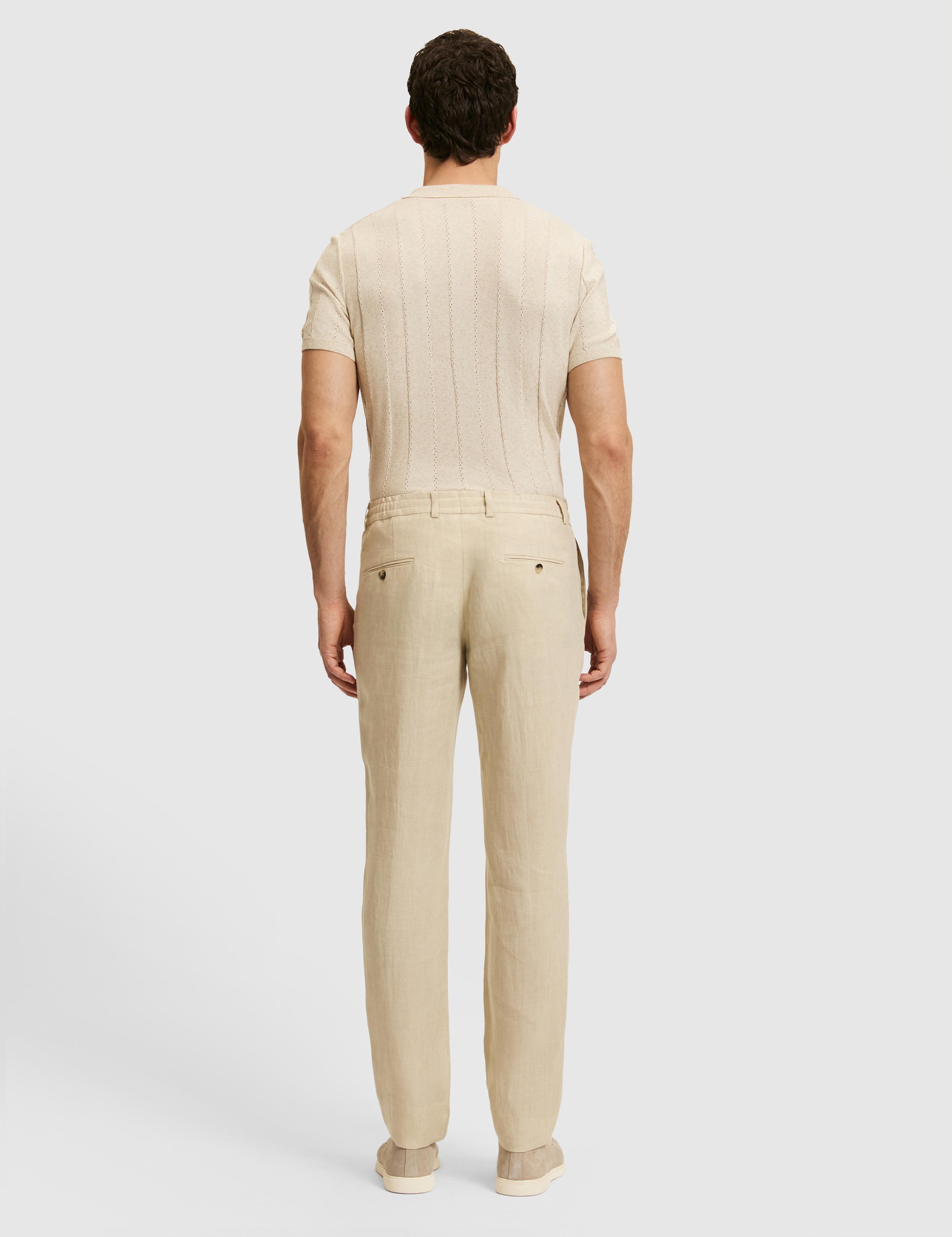 Bej Slim Fit Beli Lastikli %100 Keten Pantolon - 50327868007