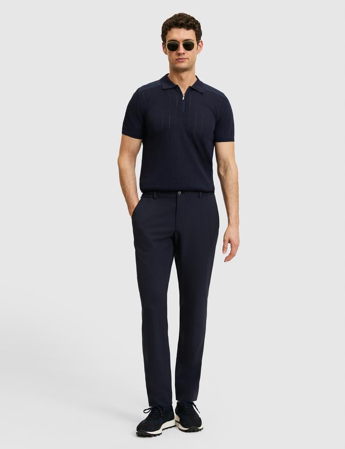 Lacivert Slim Fit Beli Lastikli Pantolon