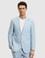 Açık Mavi Slim Fit %100 Keten Mikro Desen Mono Yaka Ceket