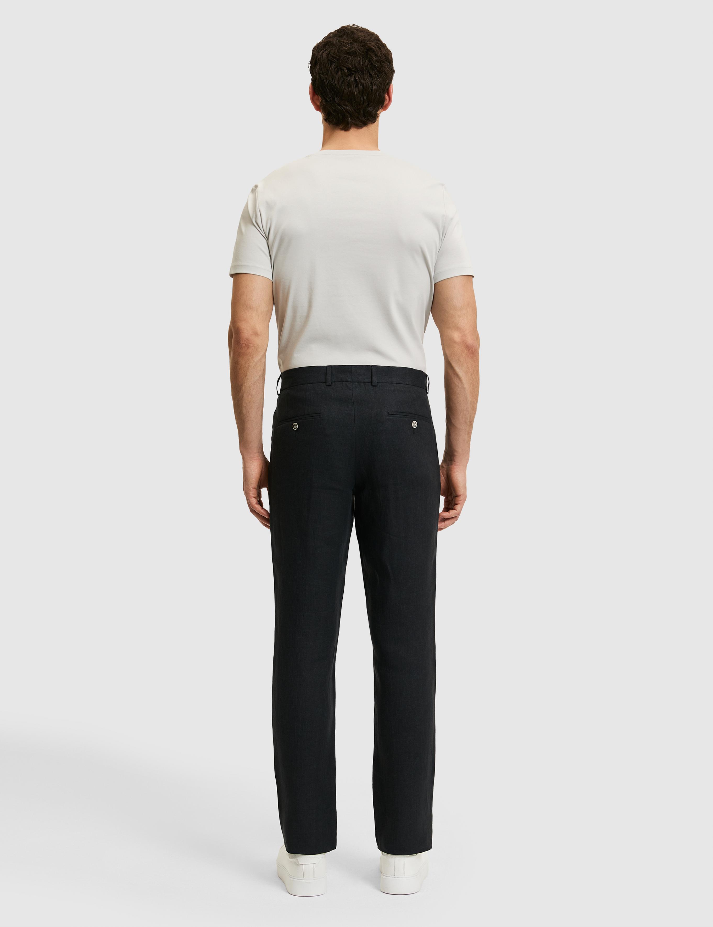 Siyah Slim Fit Beli Lastikli %100 Keten Pantolon - 50324475070