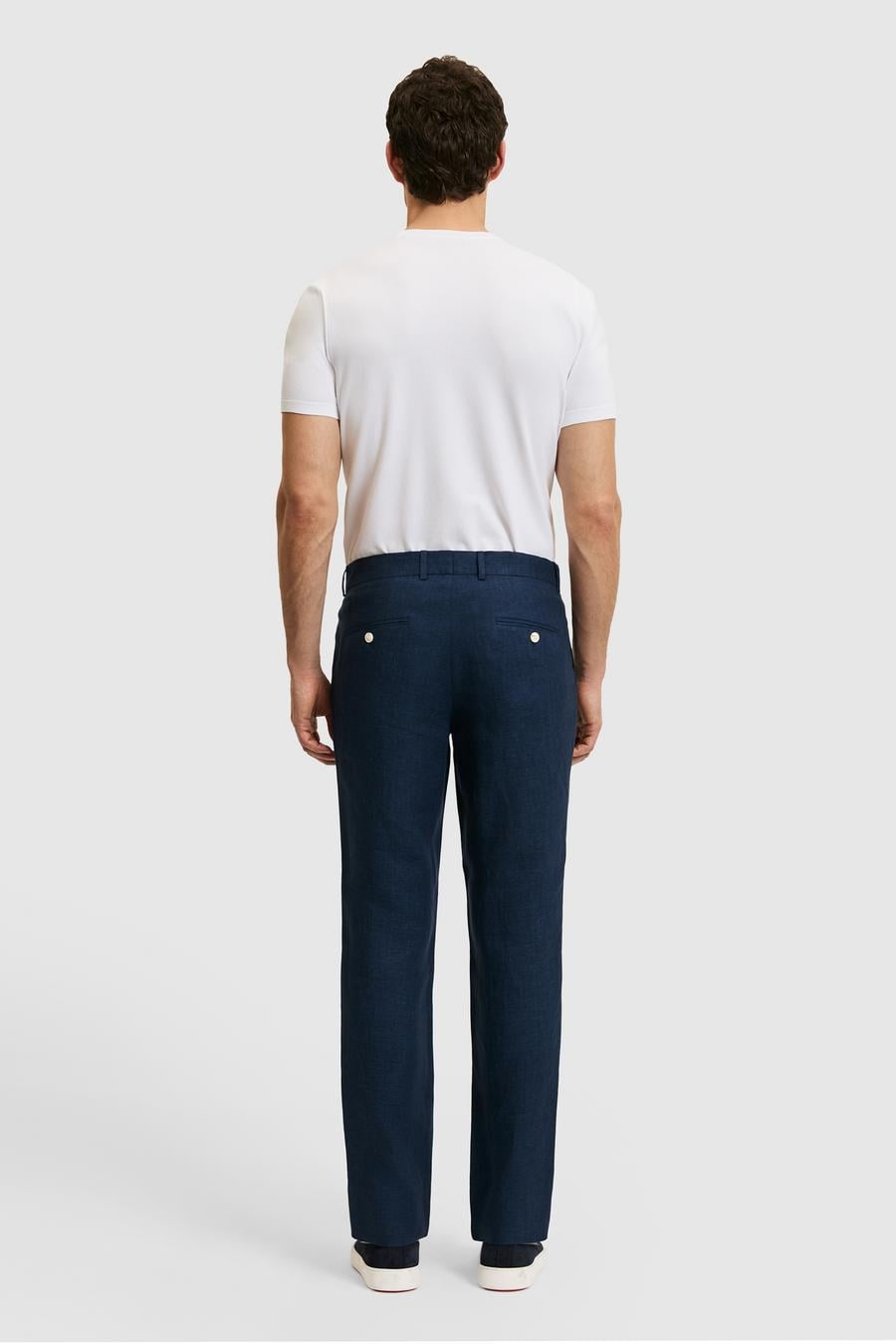 Lacivert Slim Fit Beli Lastikli %100 Keten Pantolon - 50324475048