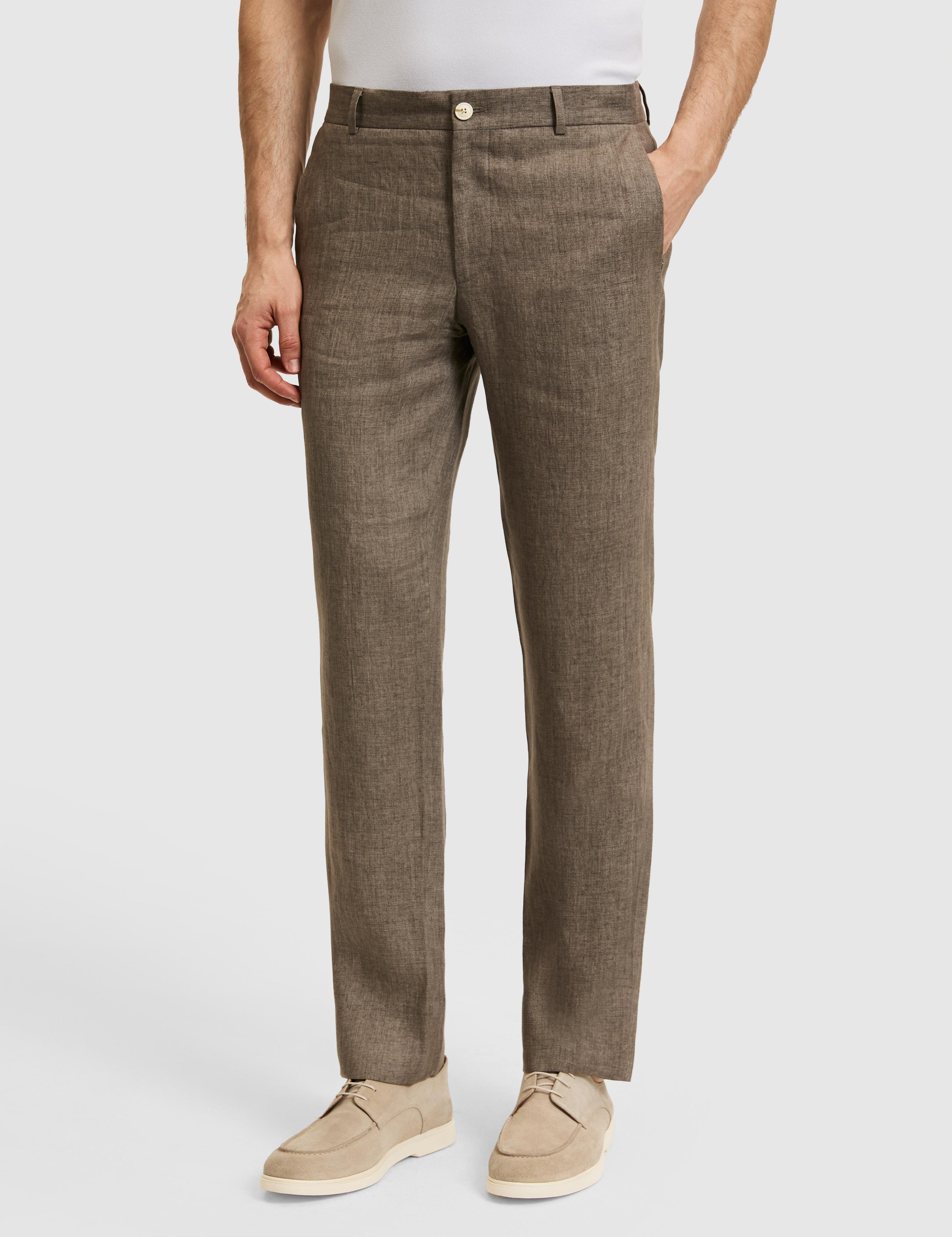 Kahverengi Slim Fit Beli Lastikli %100 Keten Pantolon - 50324475092