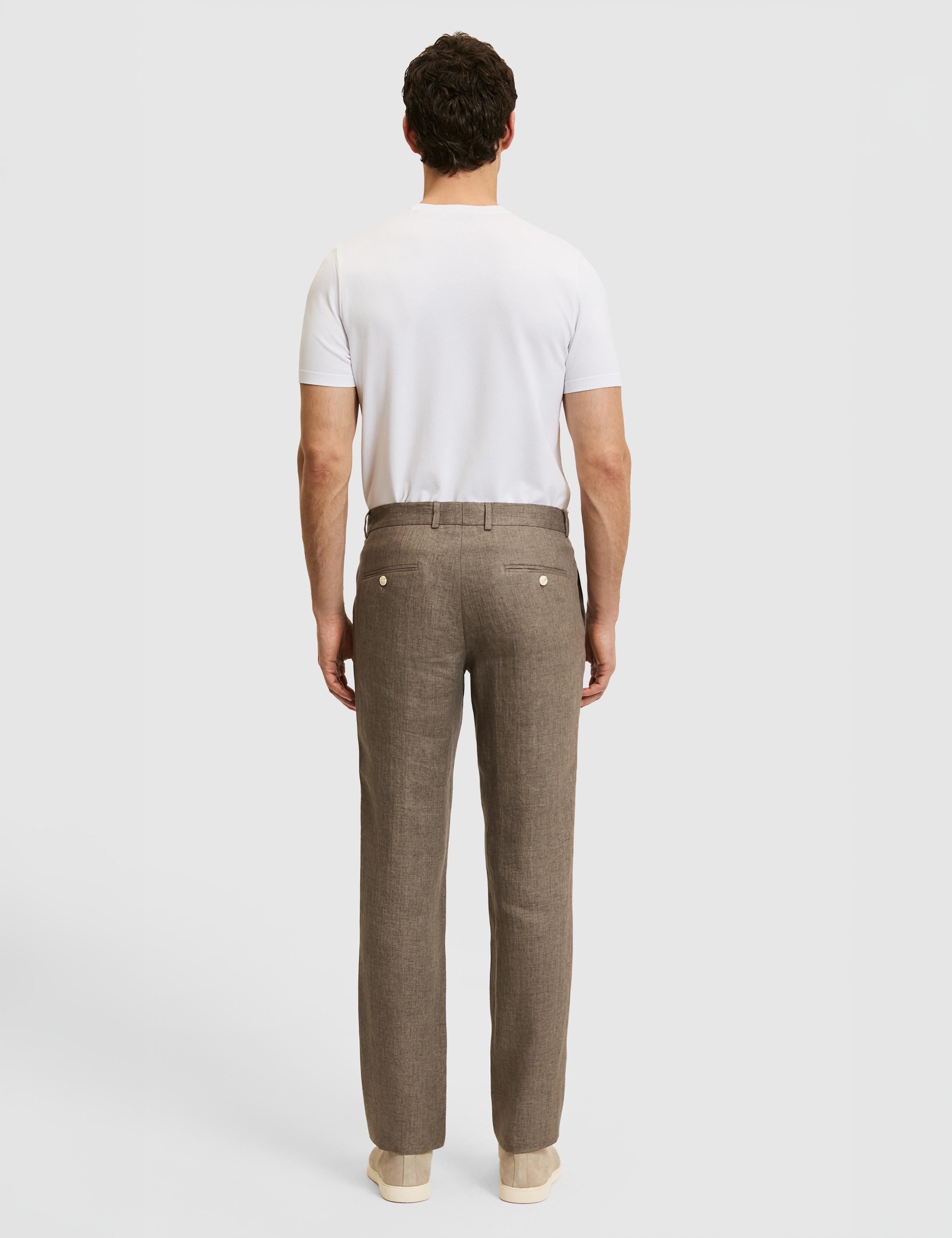 Kahverengi Slim Fit Beli Lastikli %100 Keten Pantolon - 50324475092
