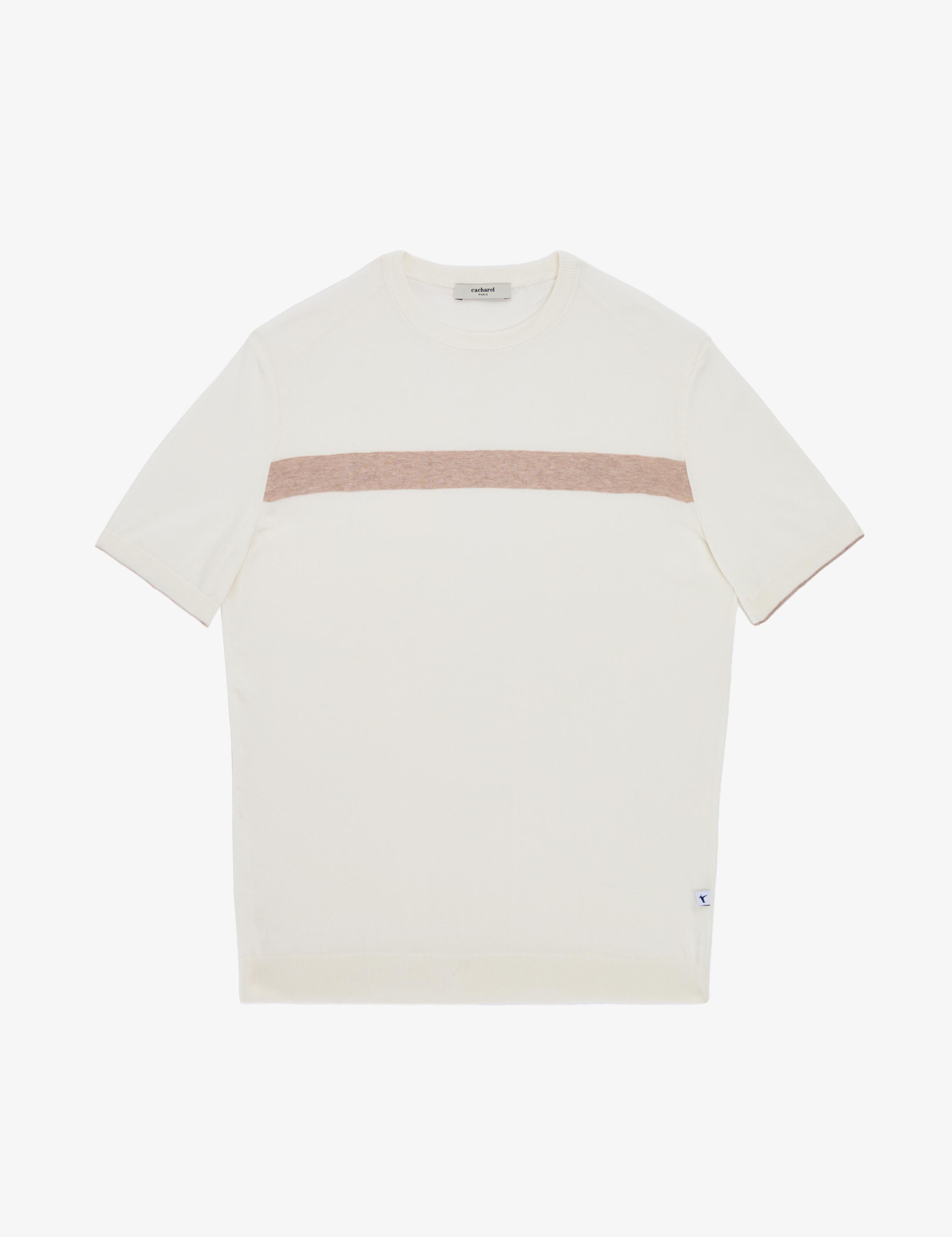 Ekru Slim Fit %100 Pamuk Bisiklet Yaka Triko T-shirt - 50320653012