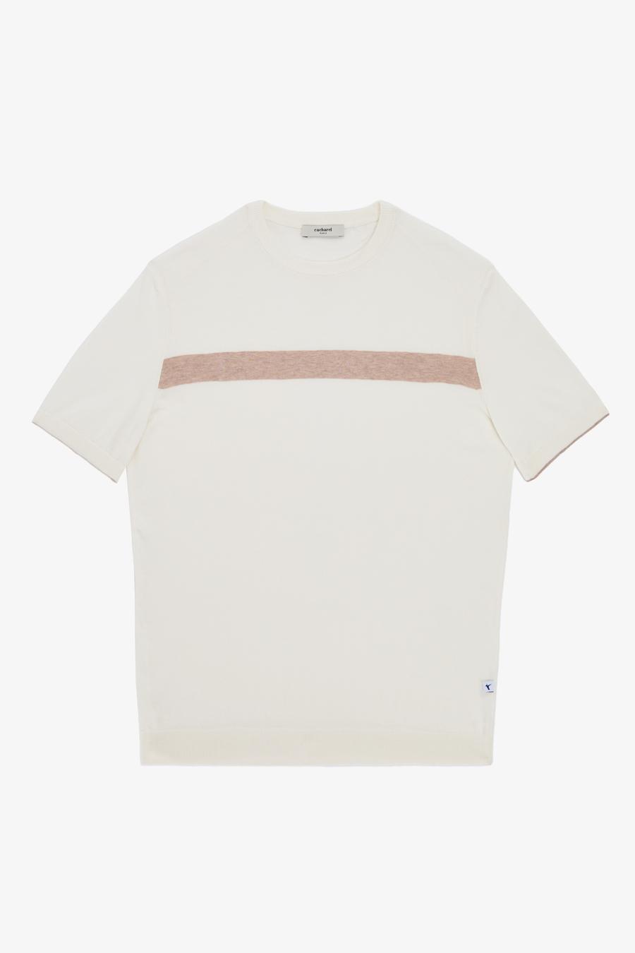 Ekru Slim Fit %100 Pamuk Bisiklet Yaka Triko T-shirt - 50320653012