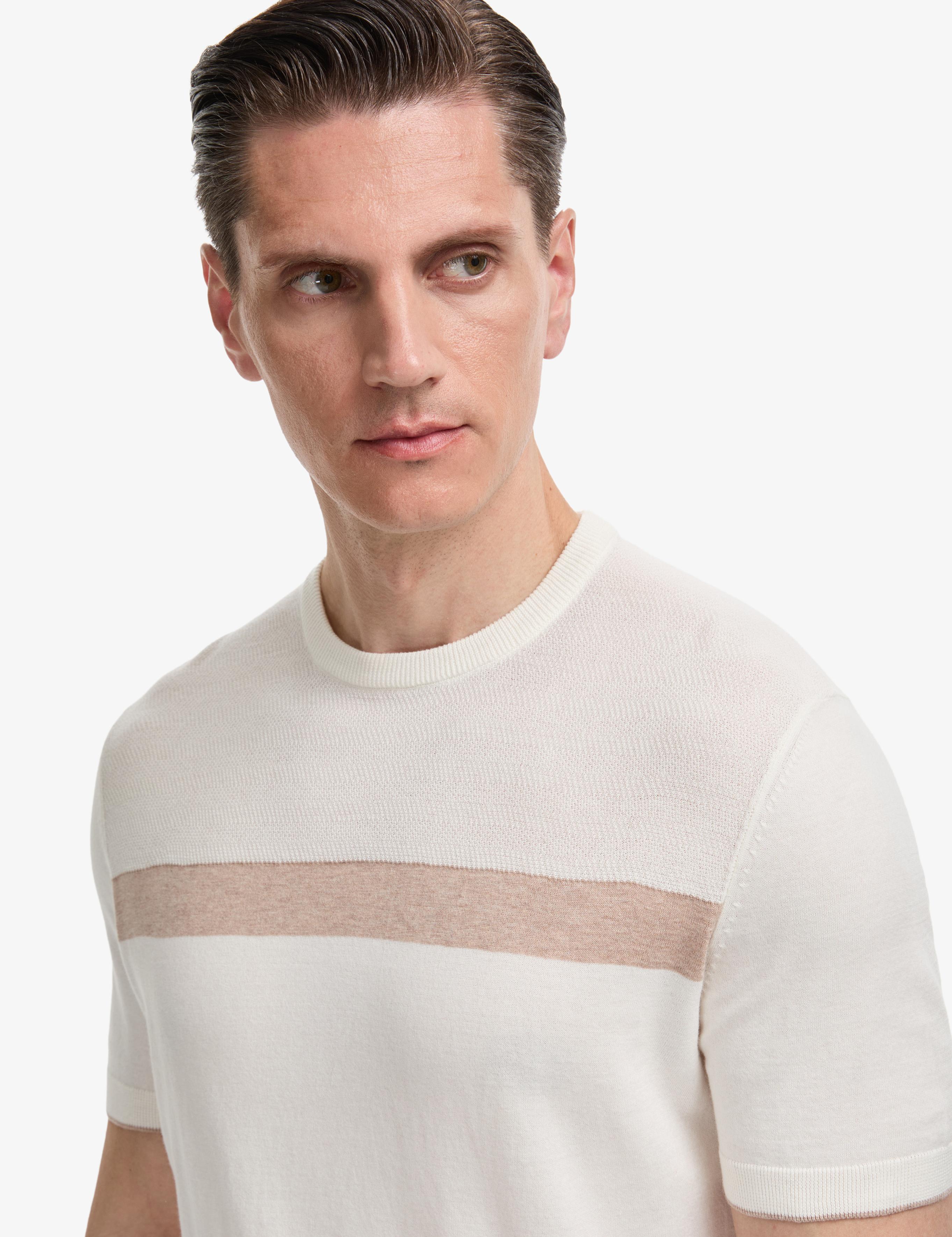 Ekru Slim Fit %100 Pamuk Bisiklet Yaka Triko T-shirt - 50320653012
