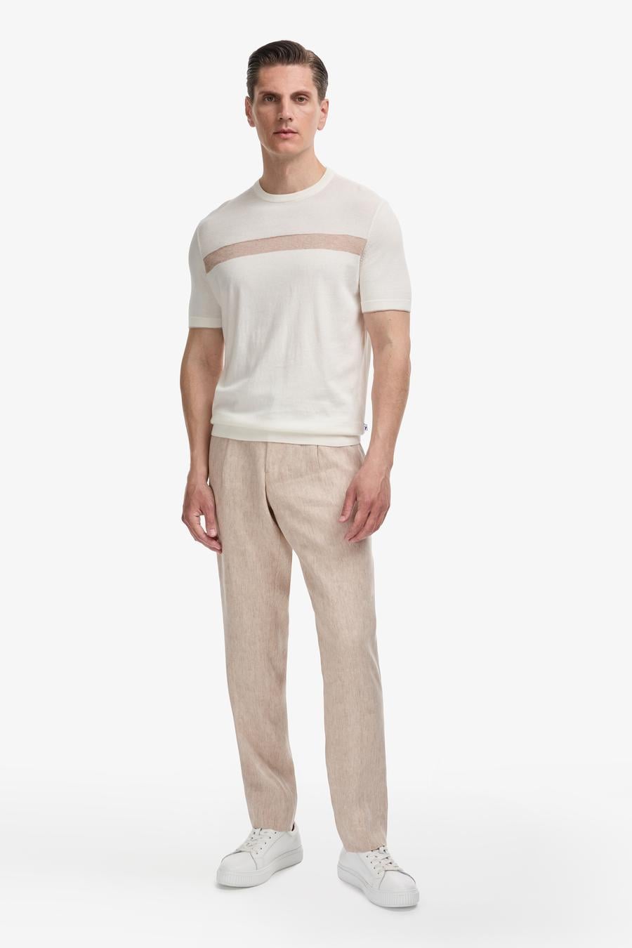 Ekru Slim Fit %100 Pamuk Bisiklet Yaka Triko T-shirt - 50320653012