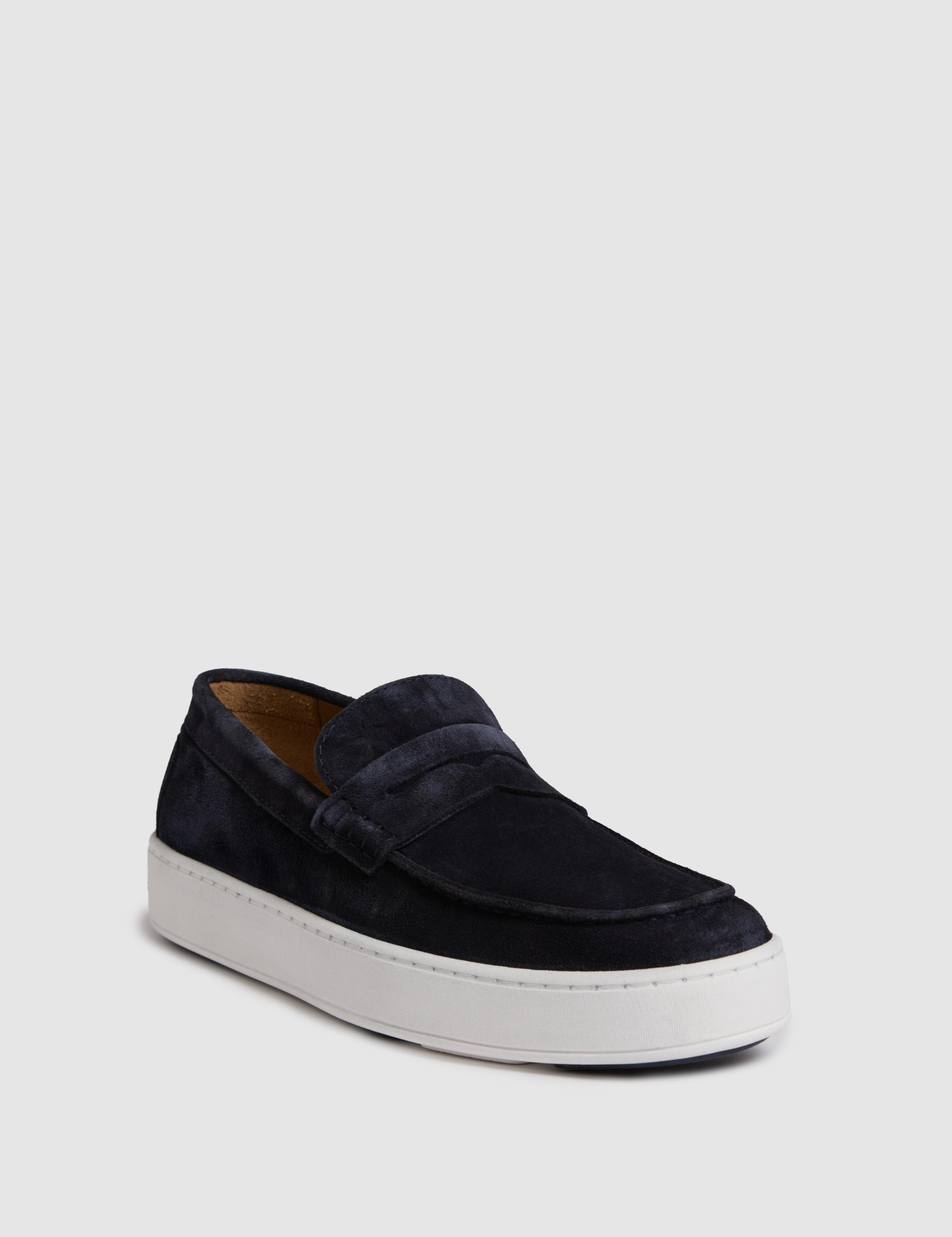 Lacivert %100 Deri Süet Loafer Ayakkabı - 50322669011