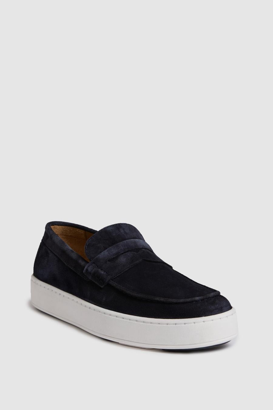 Lacivert %100 Deri Süet Loafer Ayakkabı - 50322669011