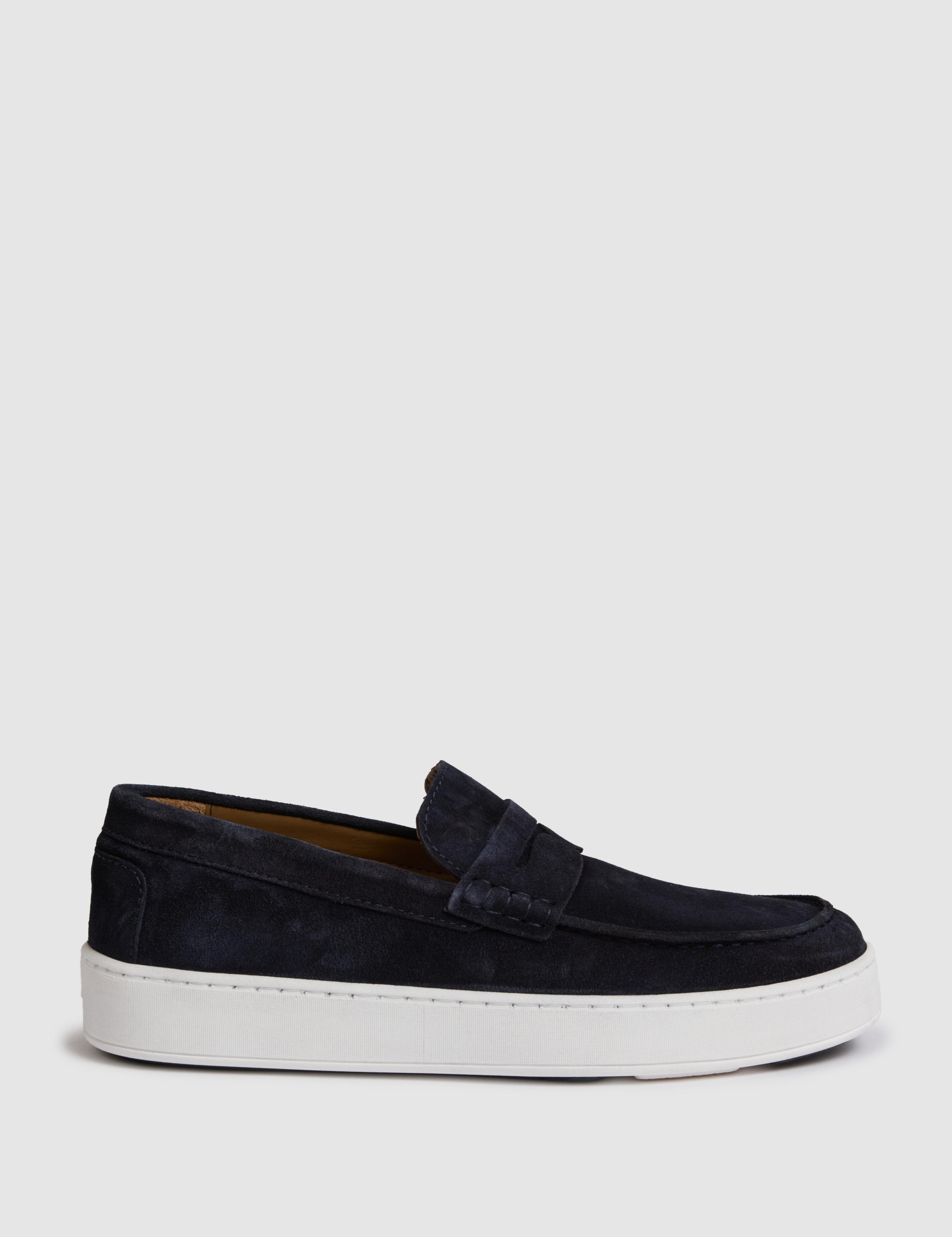 Lacivert %100 Deri Süet Loafer Ayakkabı - 50322669011