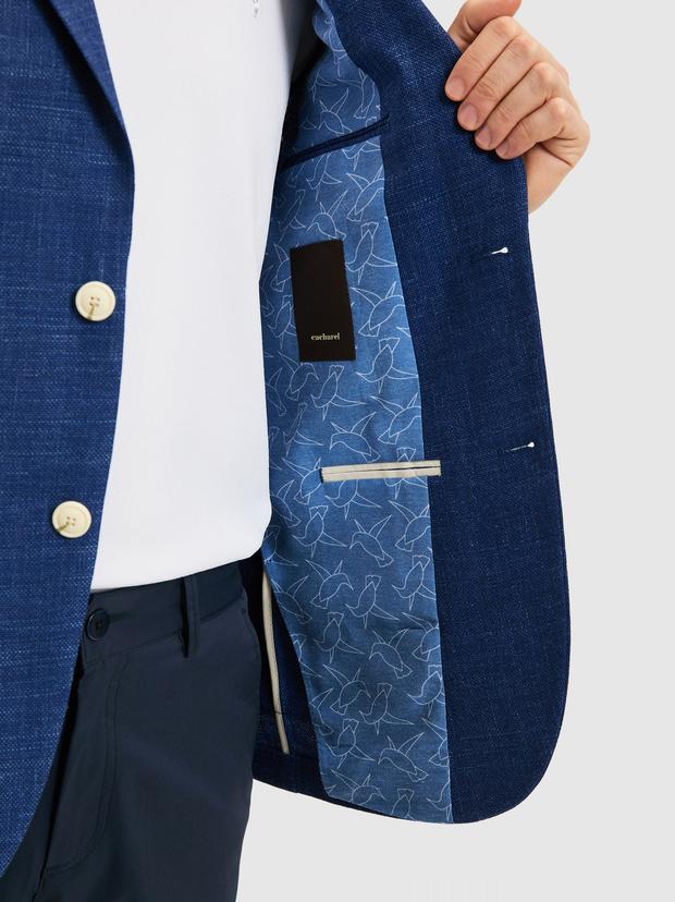Mavi Slim Fit Keten Karışımlı Ceket