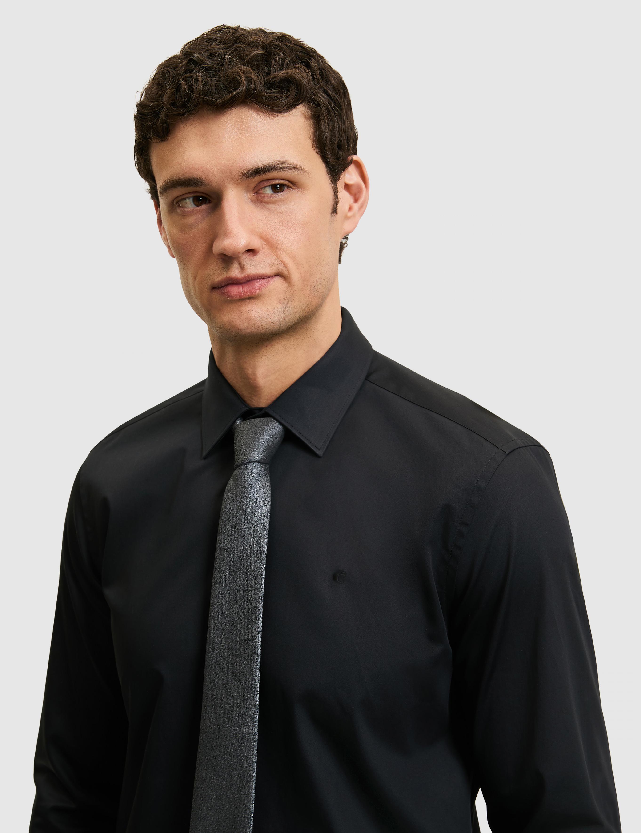 Siyah Slim Fit Pamuk Klasik Gömlek - 50285570054