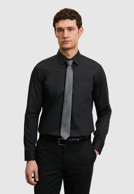 Siyah Slim Fit Pamuk Klasik Gömlek