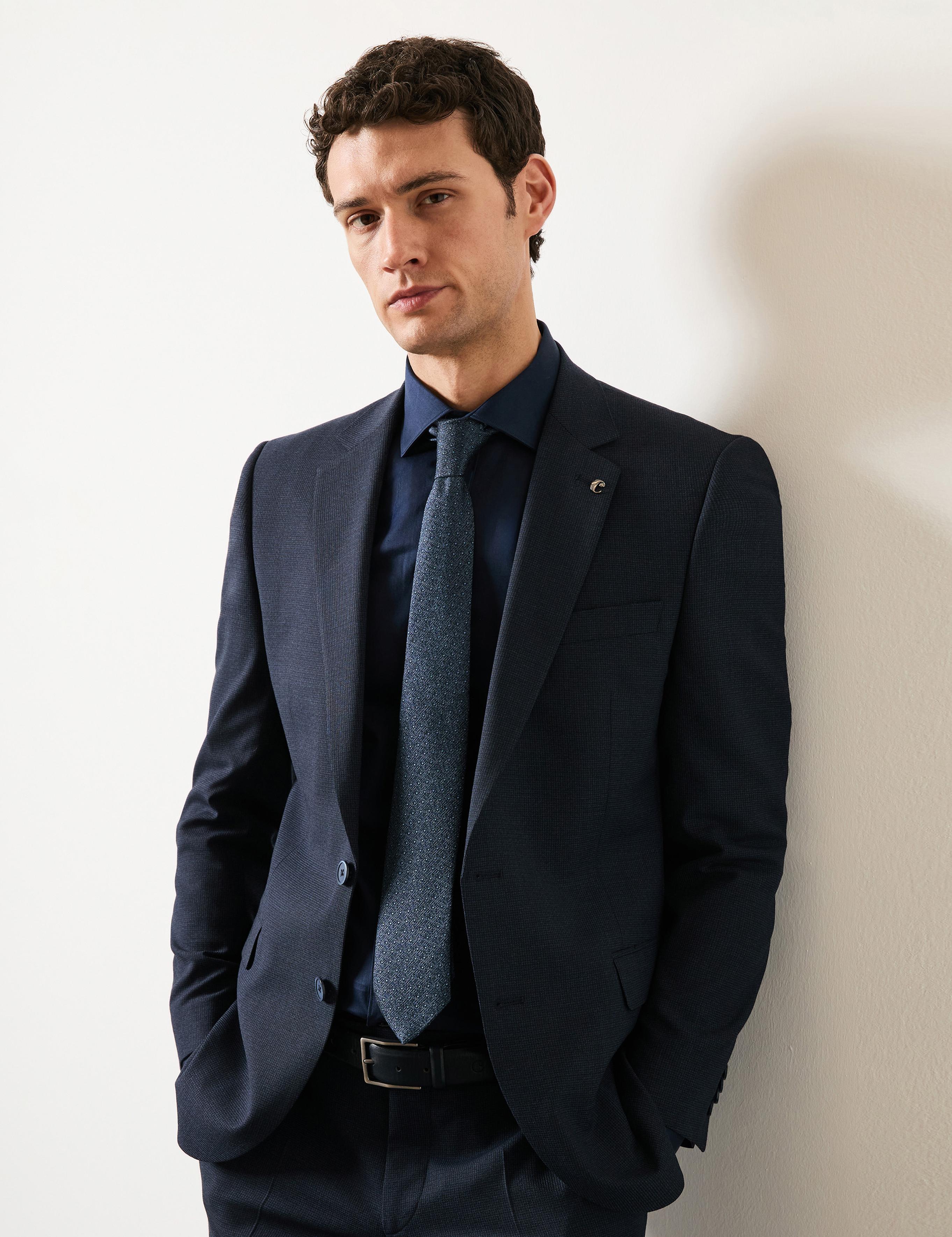 Lacivert Slim Fit Pamuklu Yarım İtalyan Yaka Basic Gömlek - 50311490022