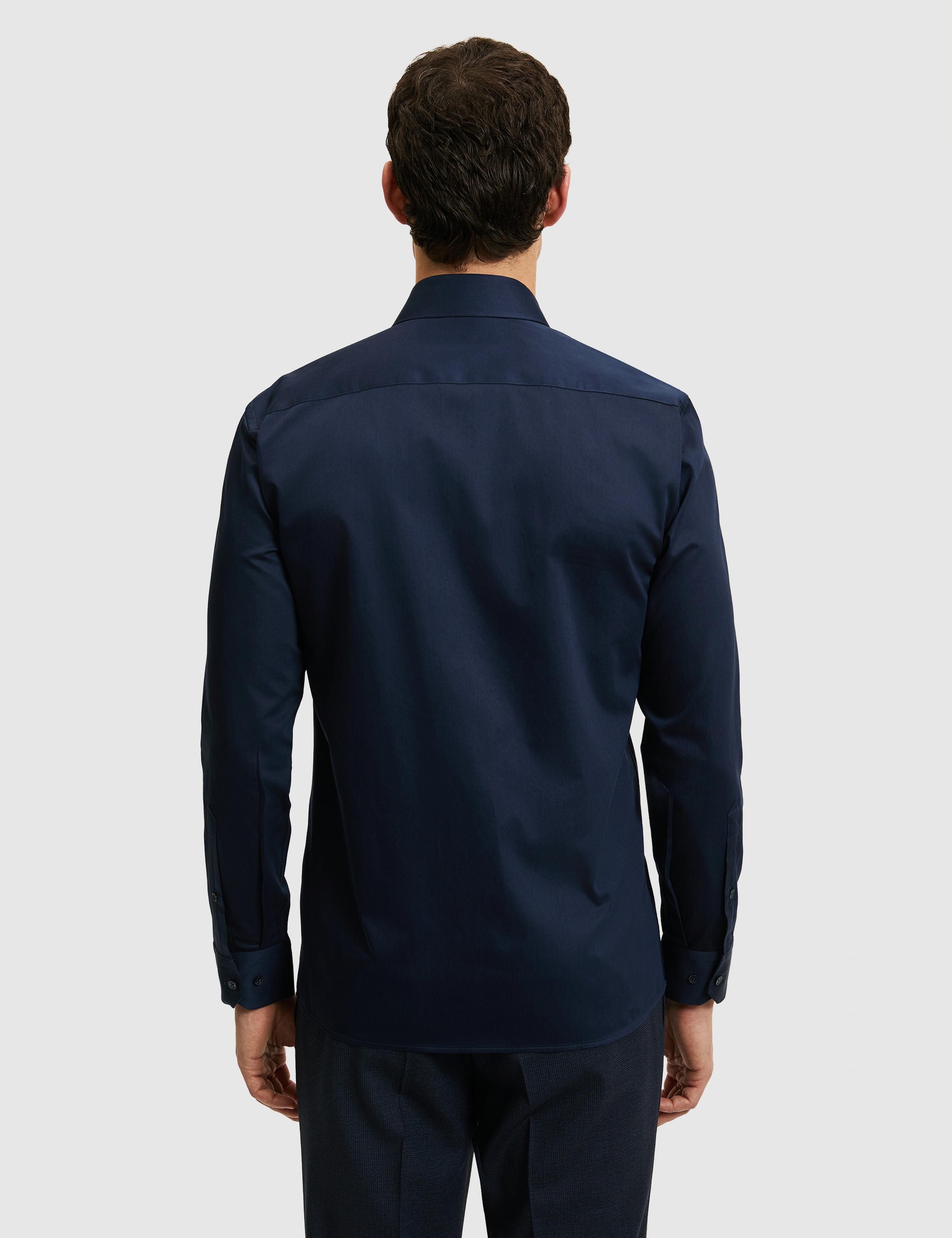Lacivert Slim Fit Pamuklu Yarım İtalyan Yaka Basic Gömlek - 50311490022