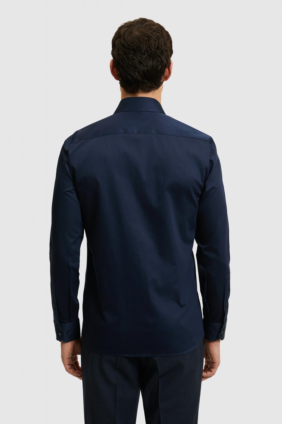 Lacivert Slim Fit Pamuklu Yarım İtalyan Yaka Basic Gömlek - 50311490022