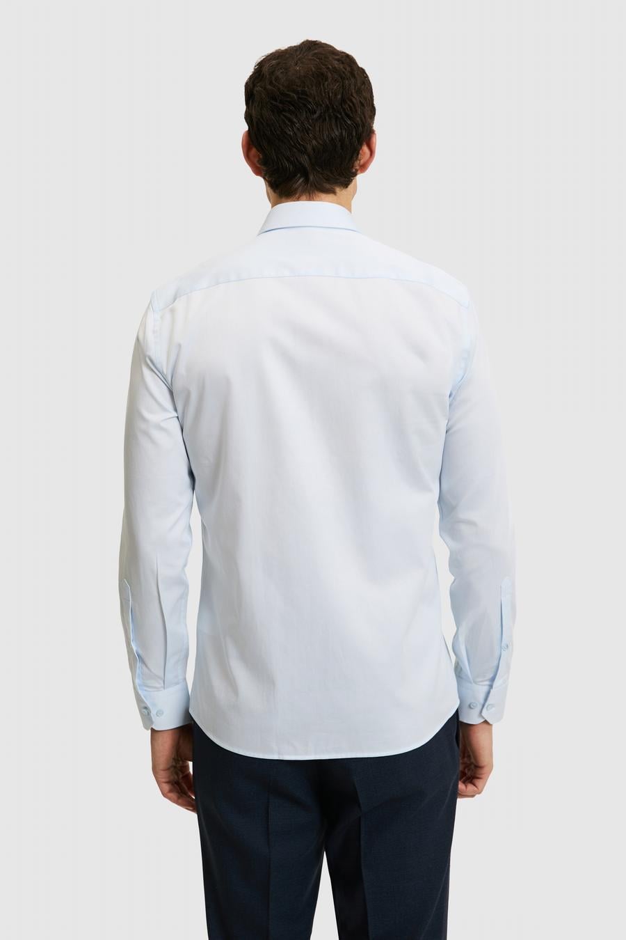 Açık Mavi Slim Fit %100 Pamuk Klasik Gömlek - 50304037025