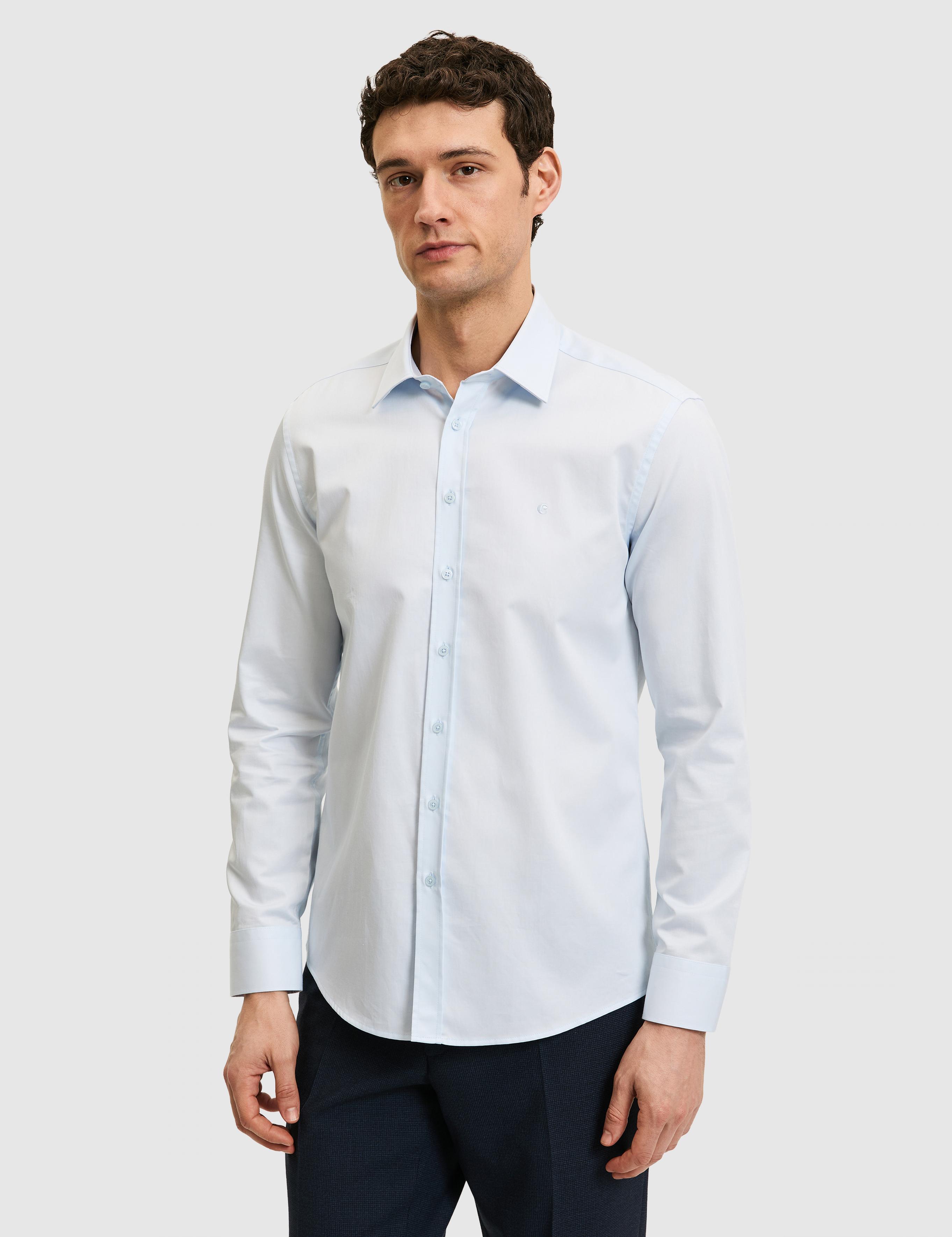 Açık Mavi Slim Fit %100 Pamuk Klasik Gömlek - 50304037025