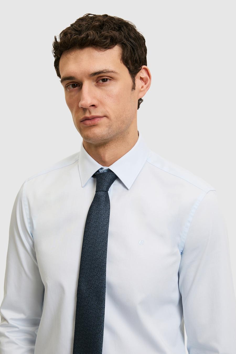 Açık Mavi Slim Fit %100 Pamuk Klasik Gömlek - 50304037025