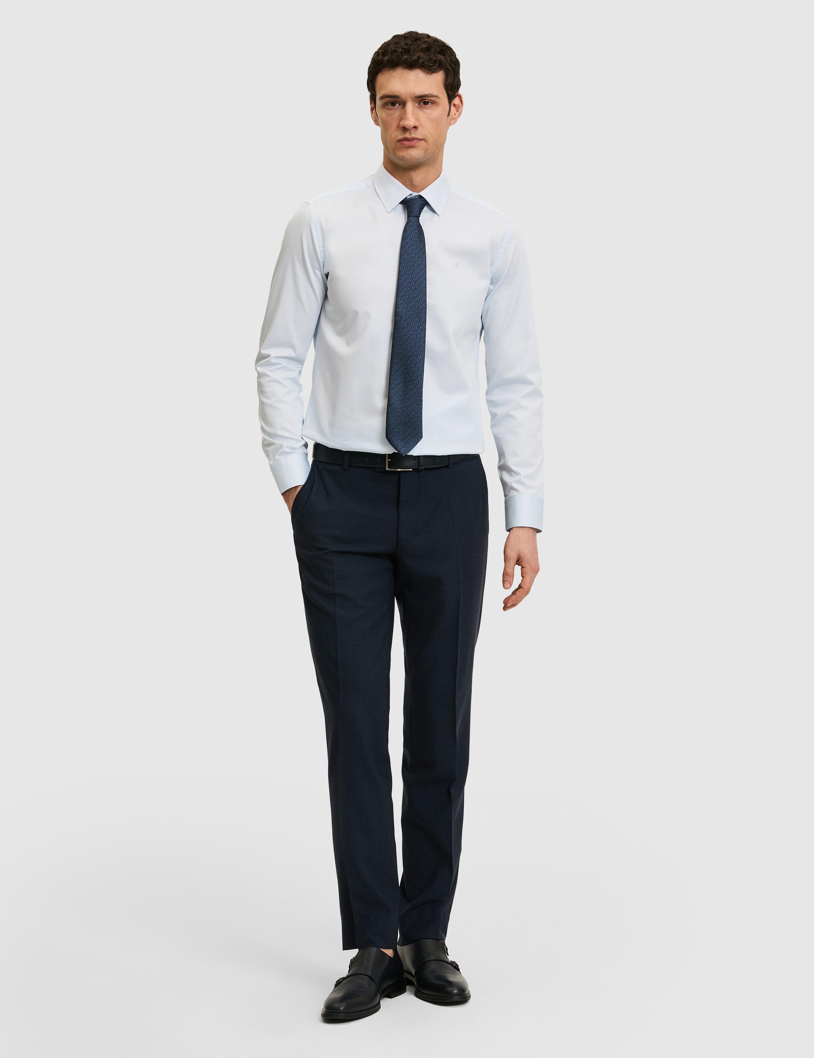 Açık Mavi Slim Fit %100 Pamuk Klasik Gömlek - 50304037025