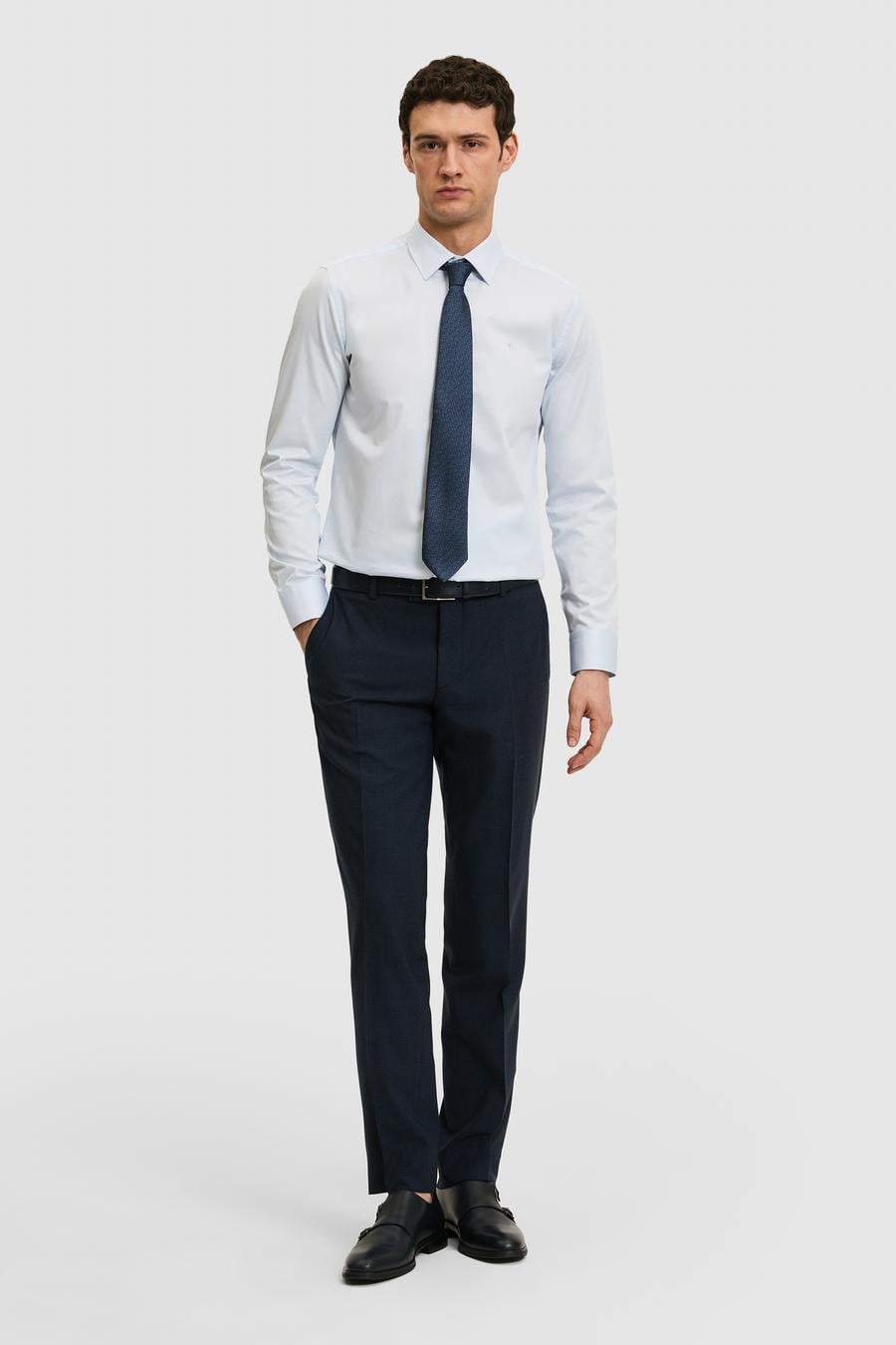 Açık Mavi Slim Fit %100 Pamuk Klasik Gömlek - 50304037025