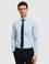 Açık Mavi Slim Fit %100 Pamuk Yarım İtalyan Yaka Klasik Gömlek