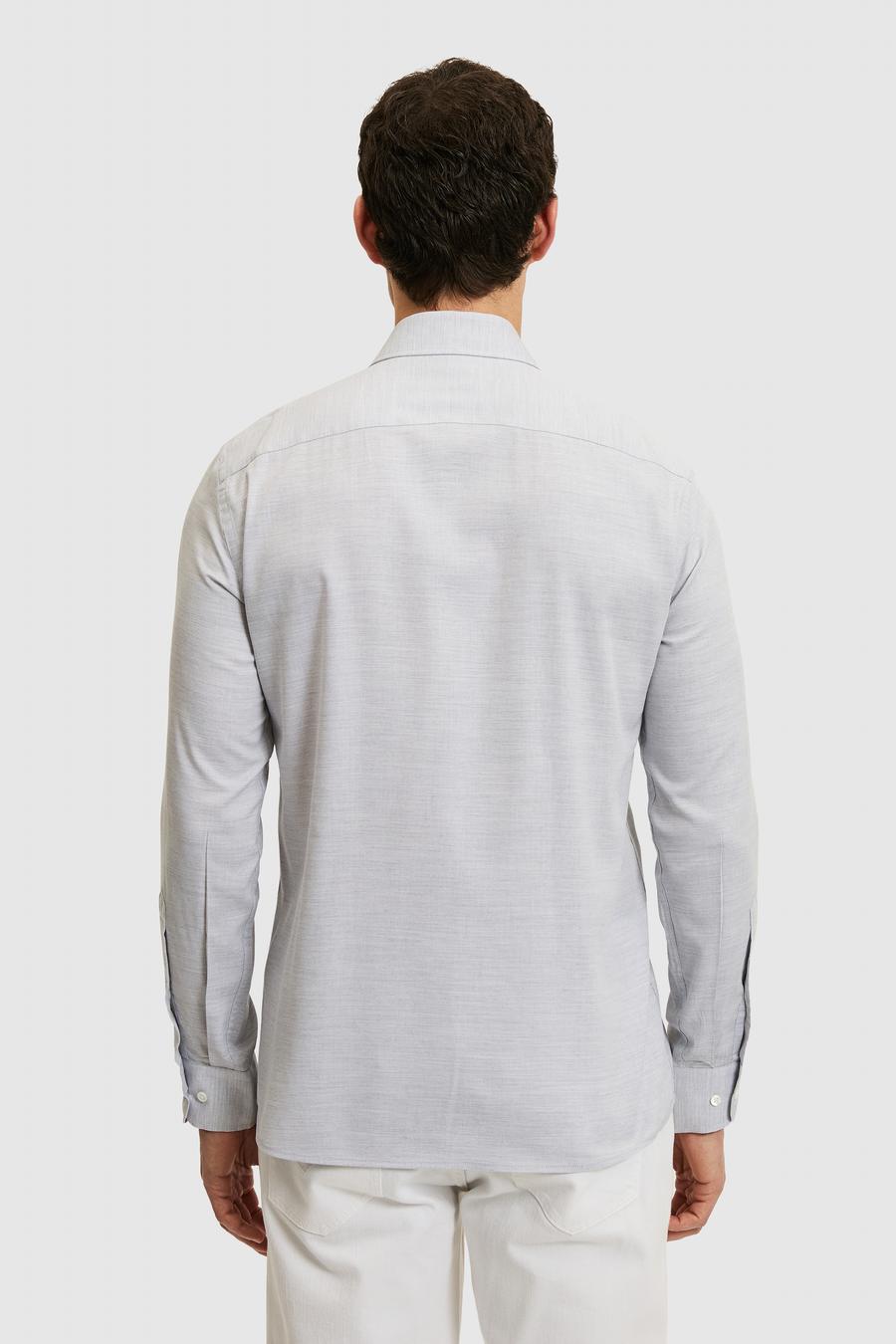 Gri Slim Fit Pamuk Karışımlı Gömlek - 50326162042