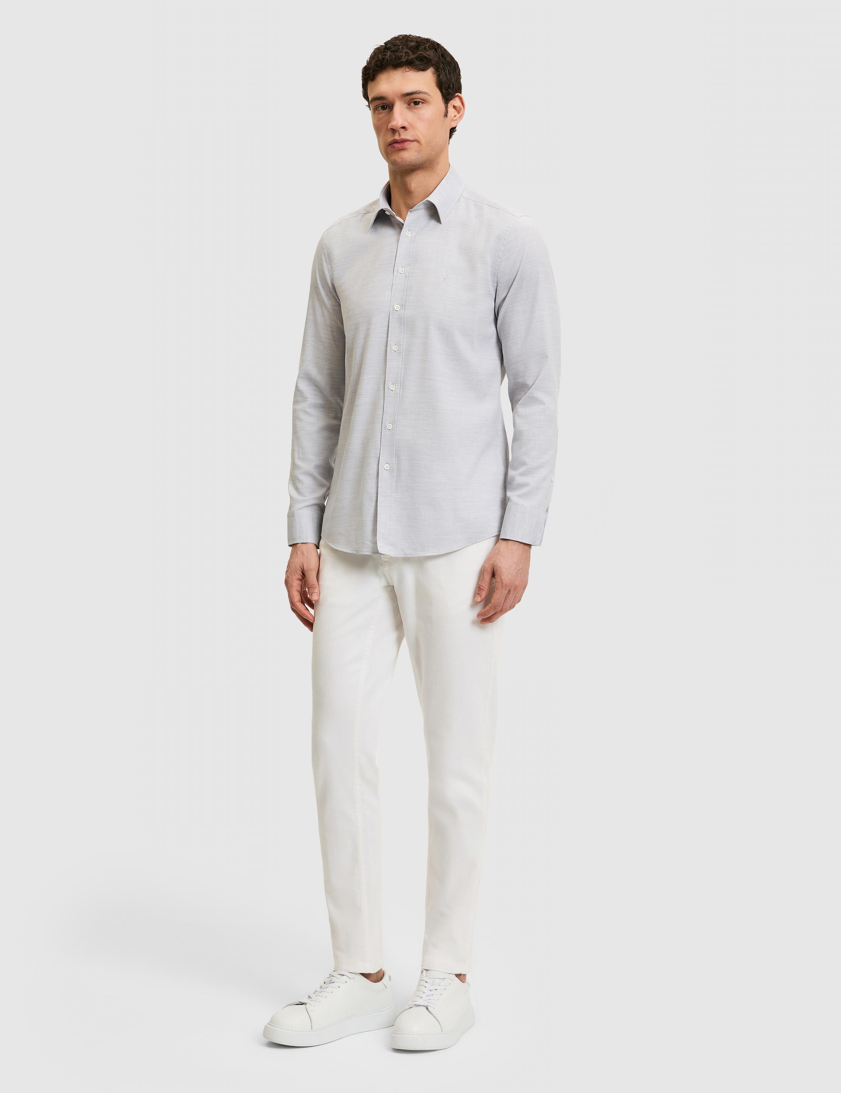 Gri Slim Fit Pamuk Karışımlı Gömlek - 50326162042